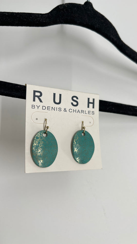 Deadstock Vintage  RUSH Turquoise and Gold Medallion Earrings