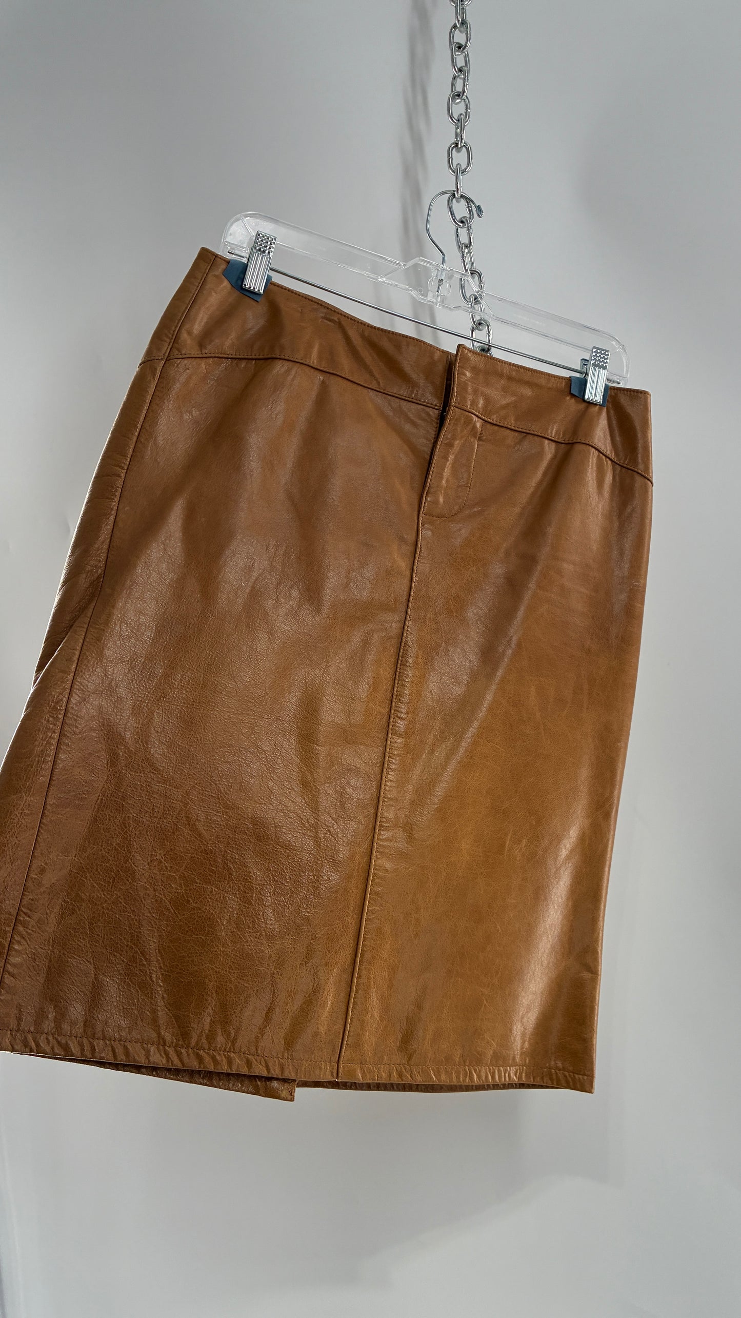 Vintage GAP Camel Leather Hip Skirt with Hip Detail (6)