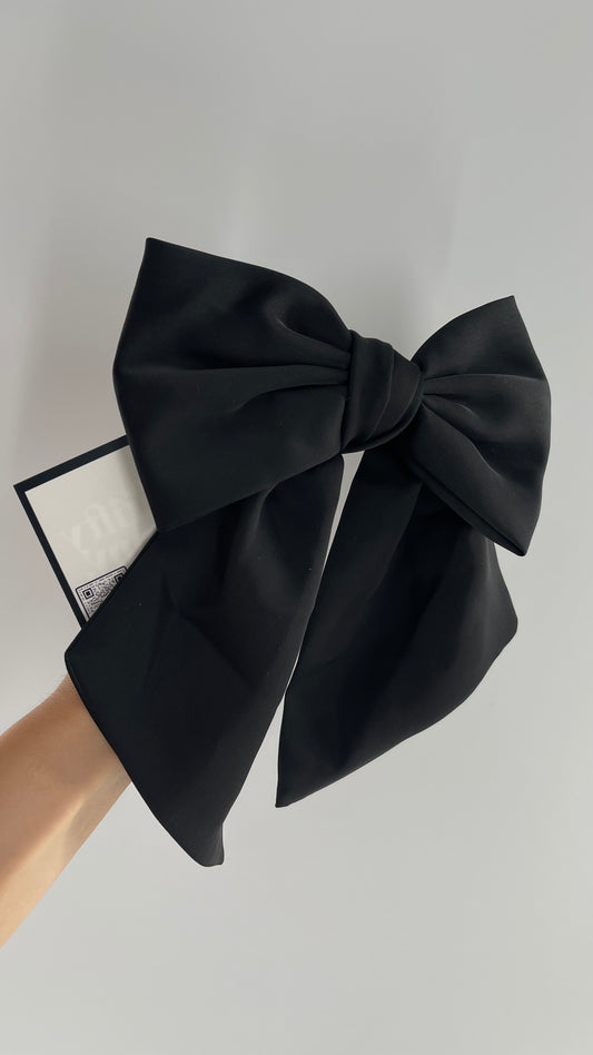 Oversized Black Satin Bow