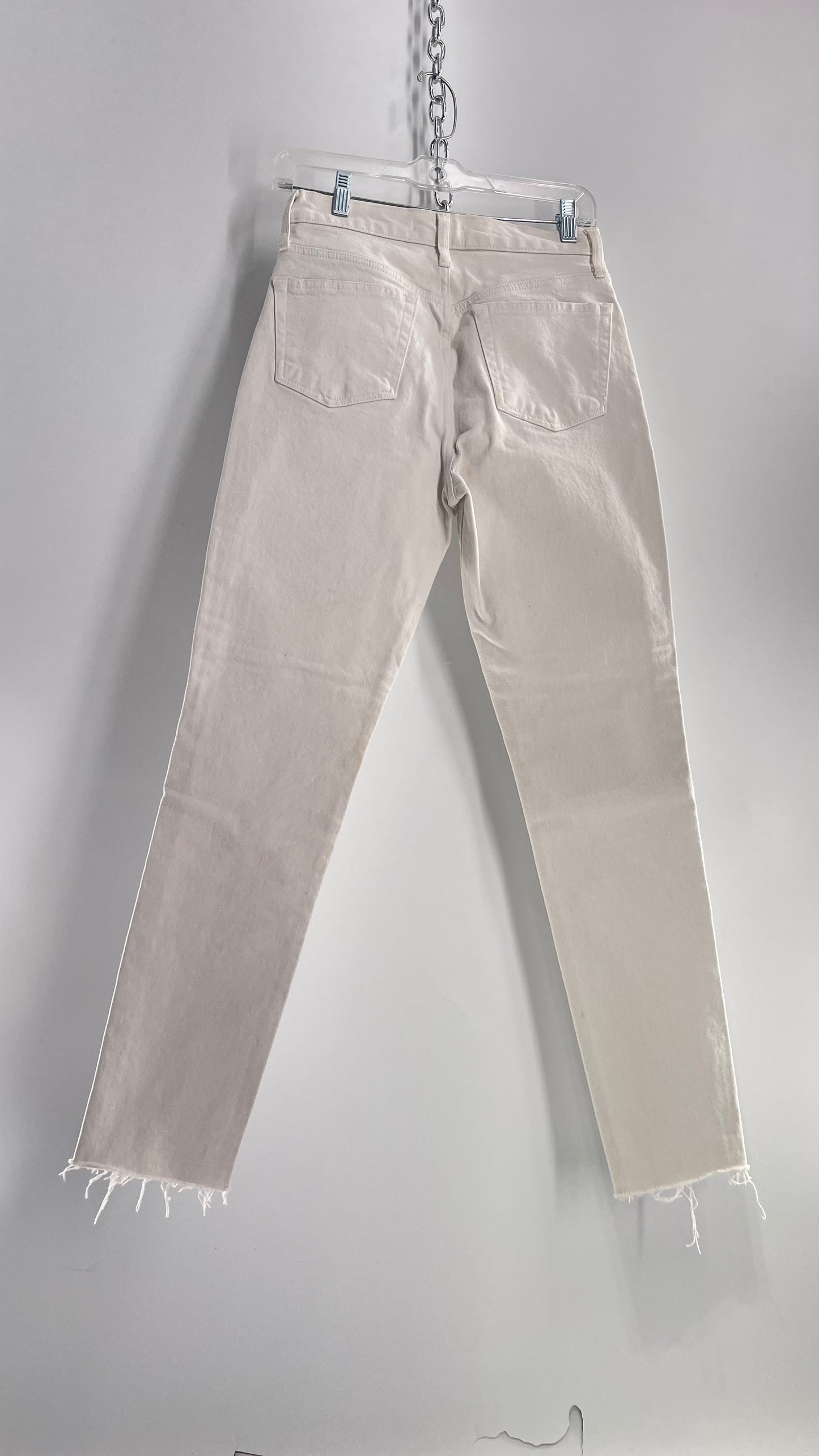 Free People White High Waisted Skinny Cropped Denim (26)