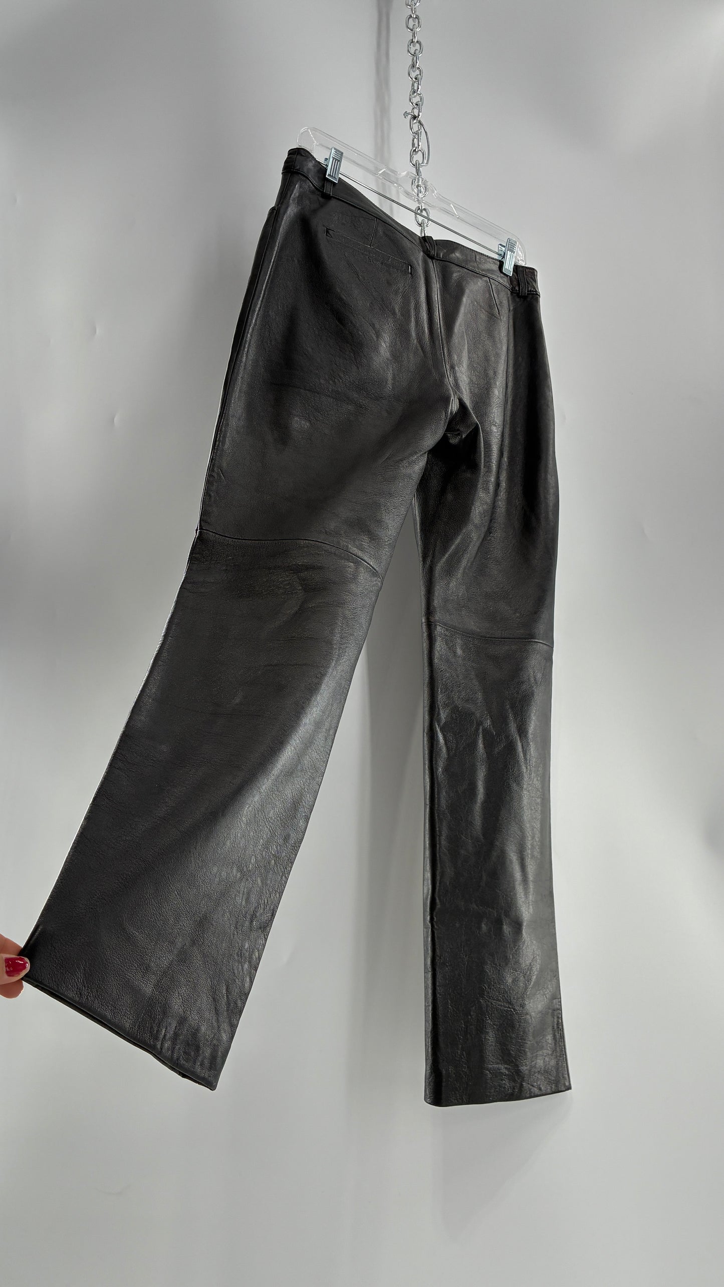 Vintage INC Black Soft Genuine Leather  Side Closure Pants (6)