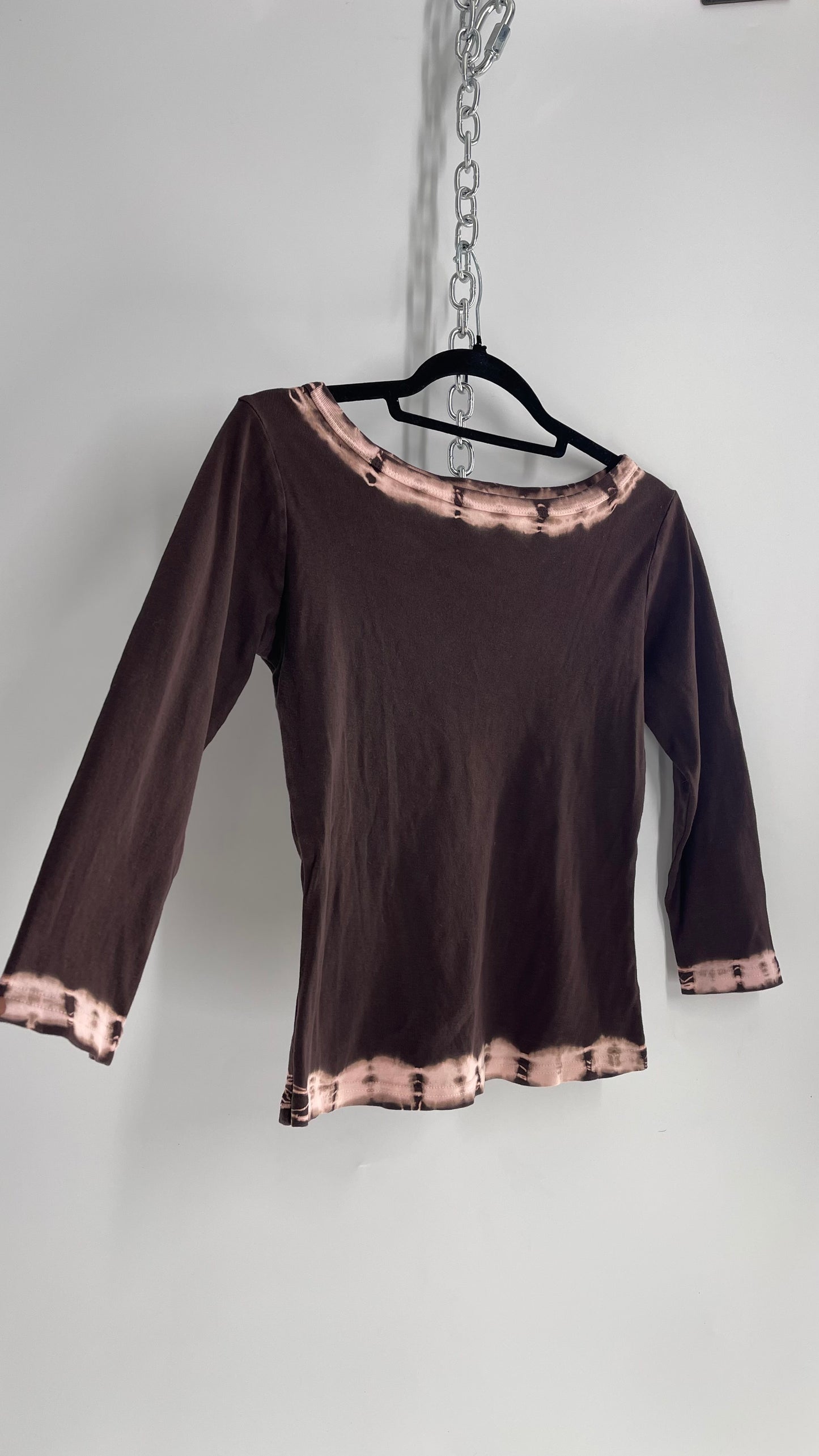 Vintage TRYST 90s Brown and Pink Tie Dye Top (M)