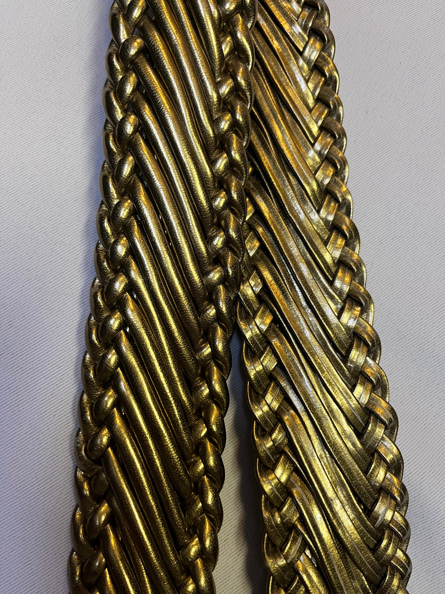 Vintage Thick Metallic Bronze Woven Belt with Brass Buckle