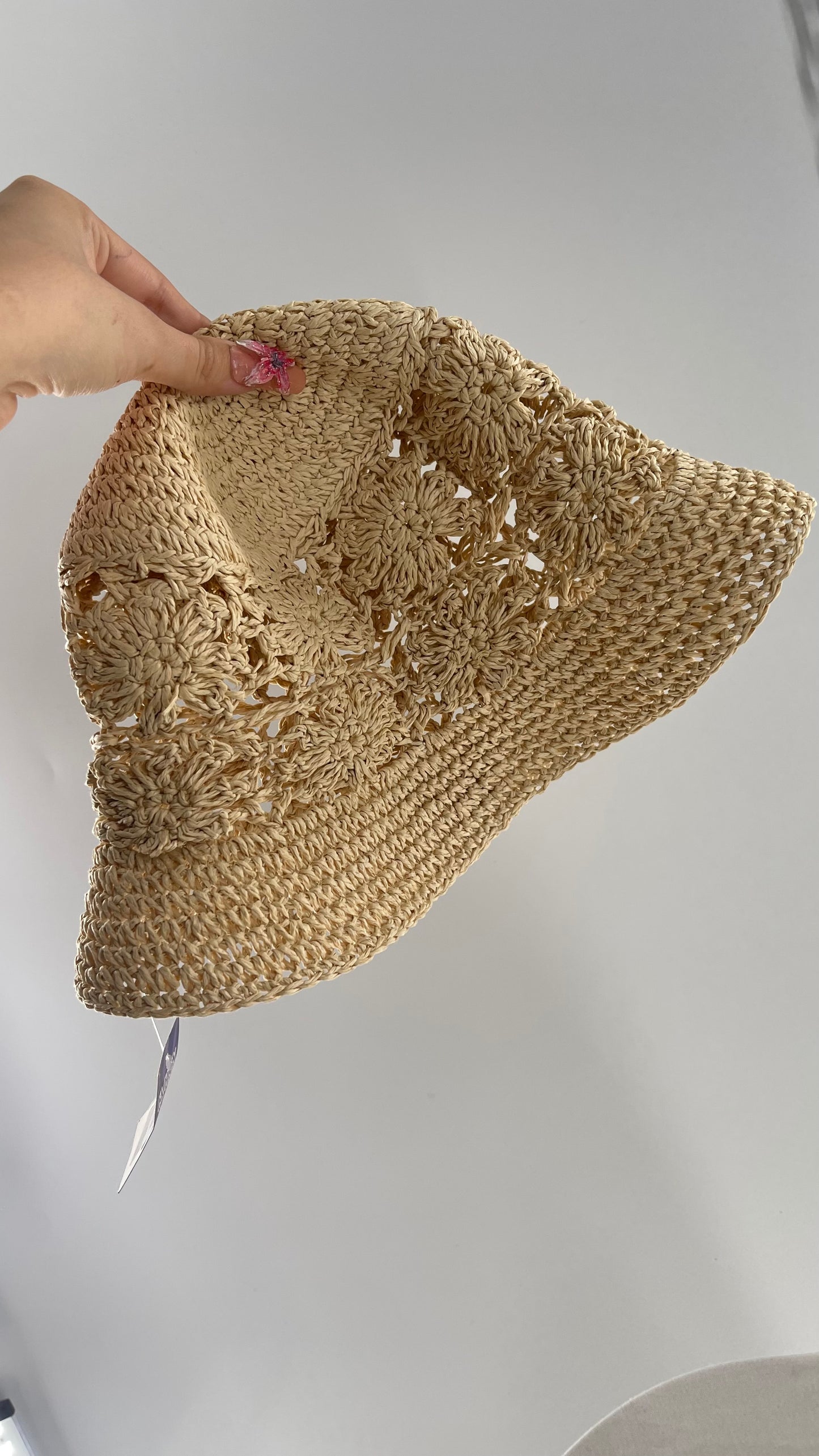 Deadstock Vintage Tan Cut Out Flower Bucket Hat