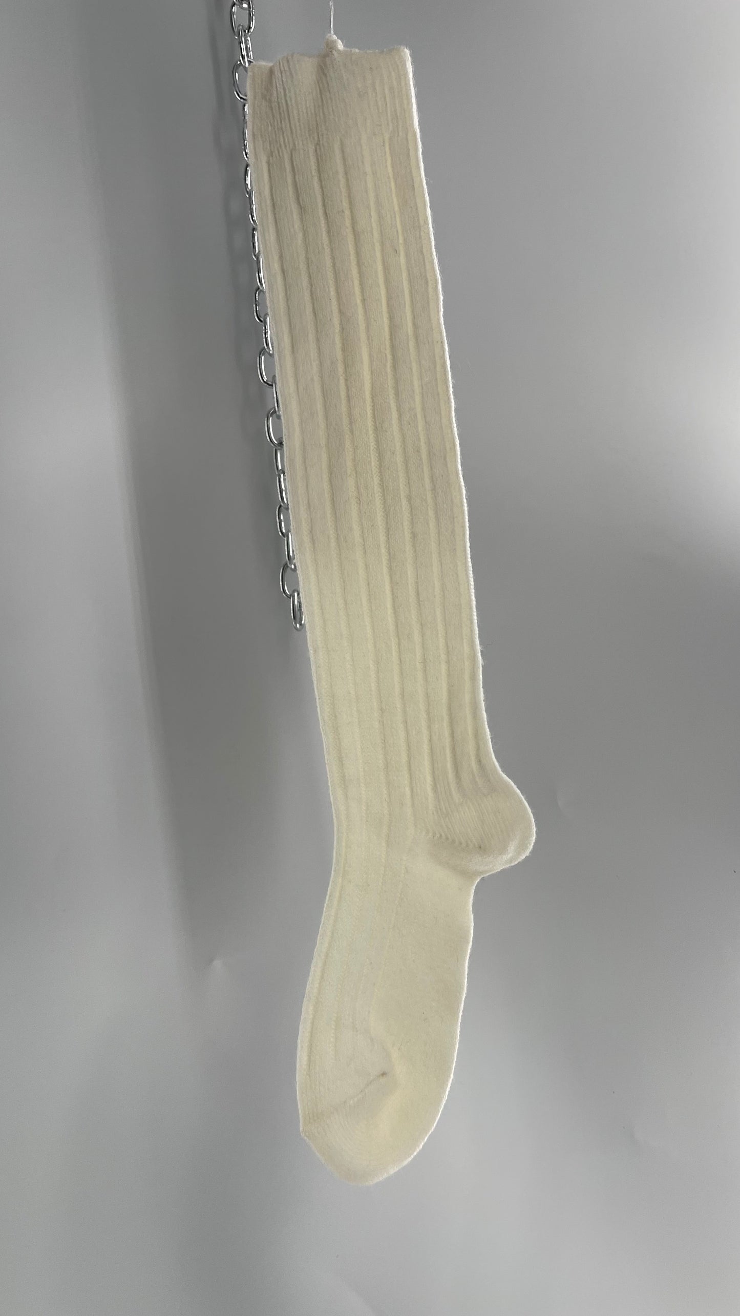 Free People Off White Ribbed Knee/Thigh High Socks