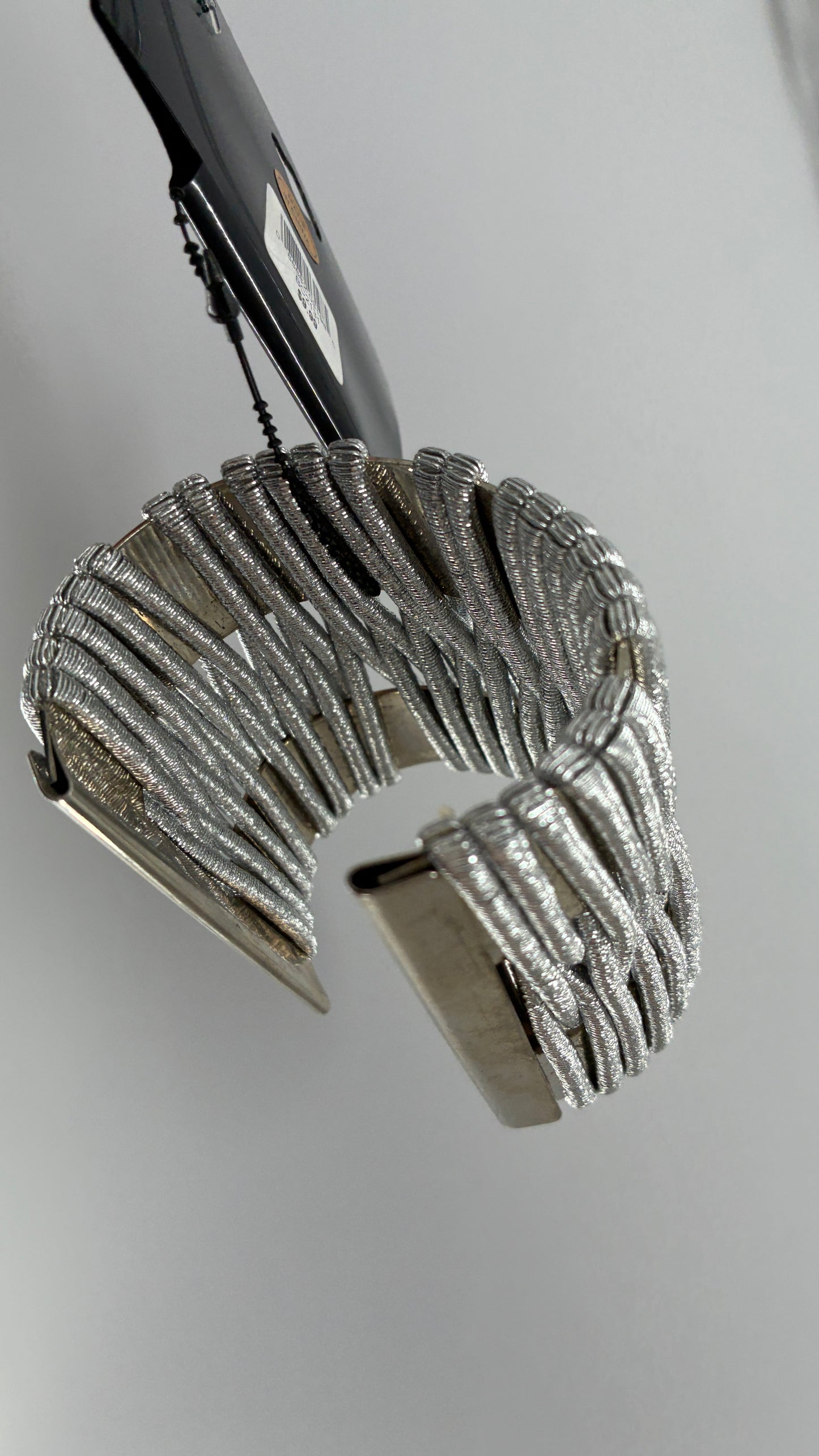 Deadstock Vintage MADRAG Silver Oversized Bangle Cuff with Metallic Bands