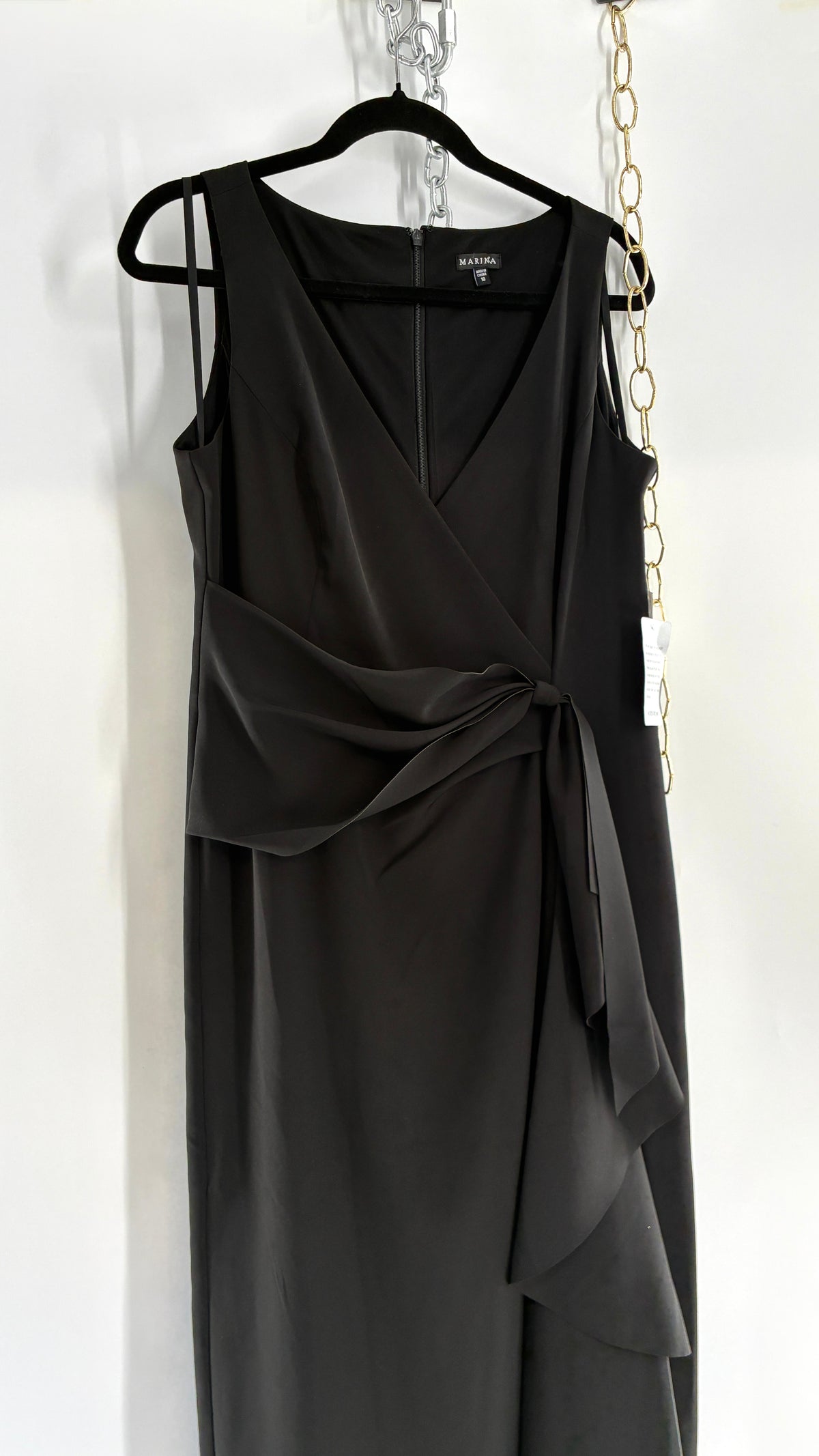 Deadstock Vintage MARINA Black Gown with Draping and Tags Attached (10)