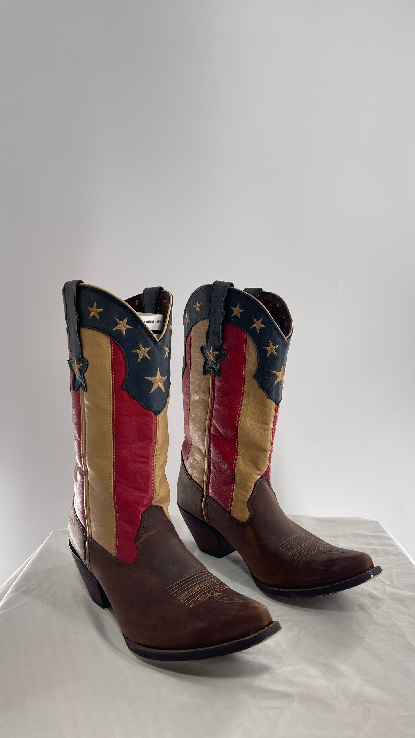 DURANGO Brown Leather Americana Flag Cowboy Boots (11)