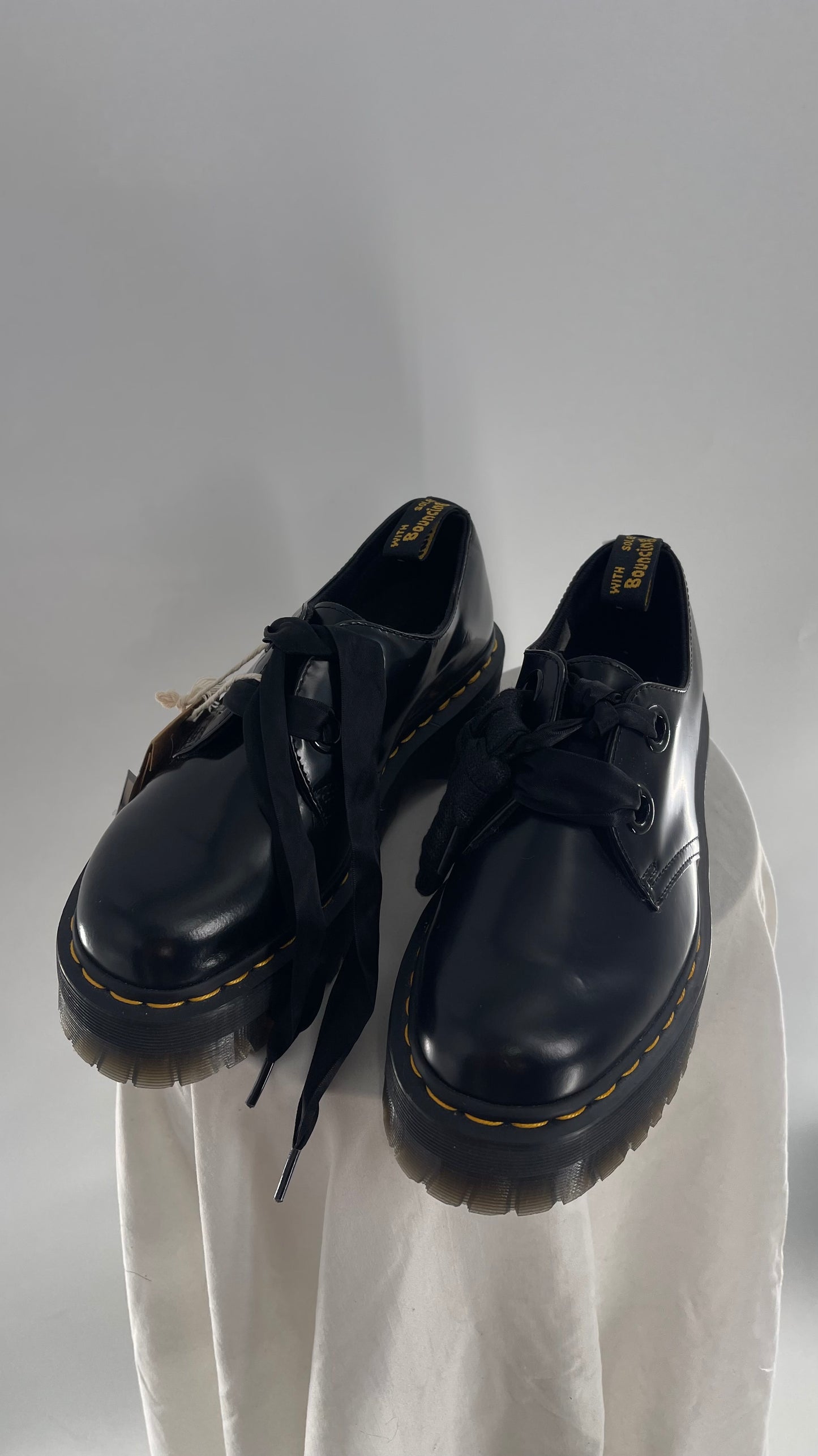 Dr.Martens  Black Patent Leather Holly Platform Oxford(8)