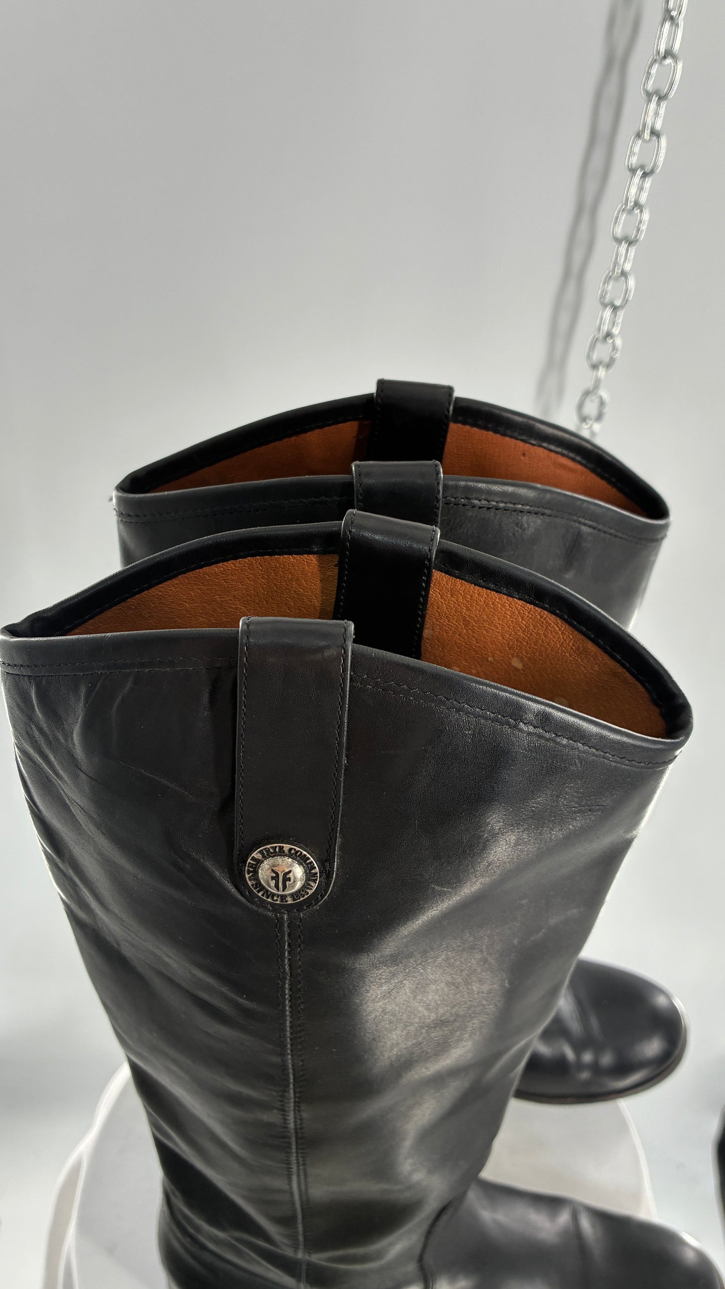 Vintage FRYE Melissa Tall Black Genuine Leather Boots Made in Mexico (8)
