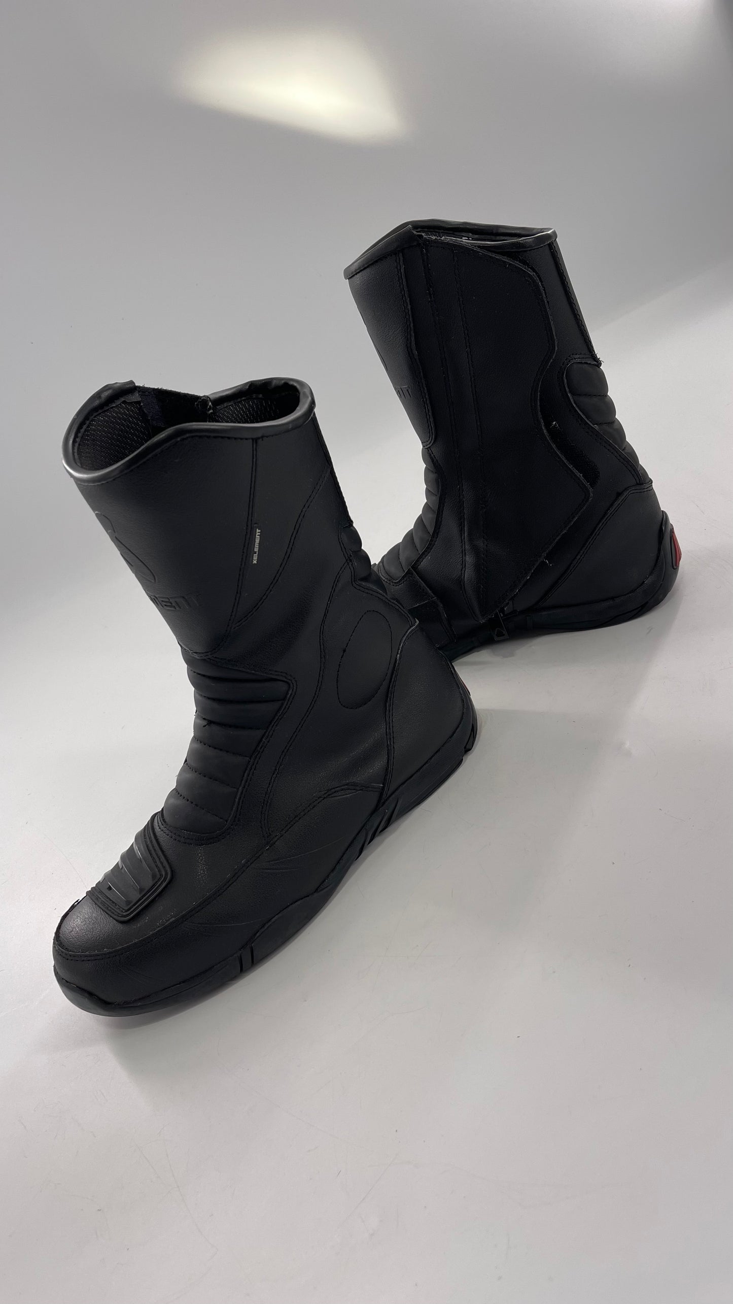 XELEMENT Black Leather Motorcycle Motocross Riding Boots (9.5)