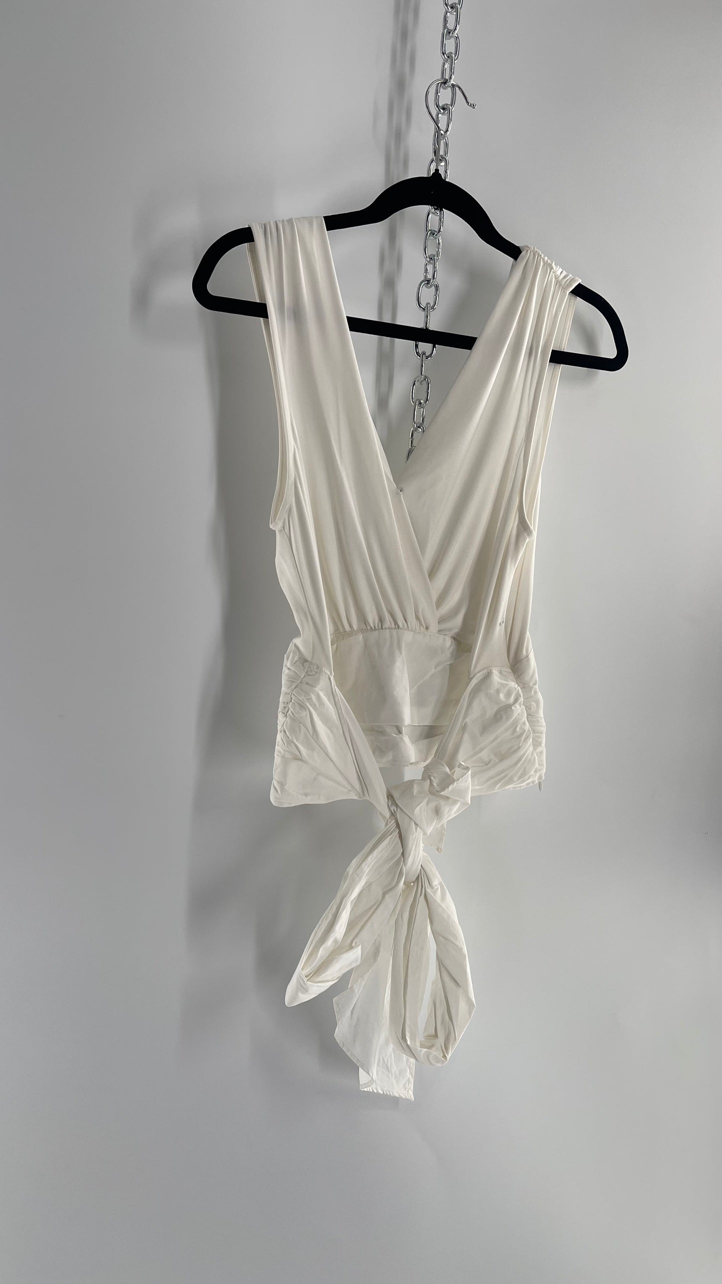 Sunday in Brooklyn Anthropologie White Wrap Around Tie Up Tank (Medium)