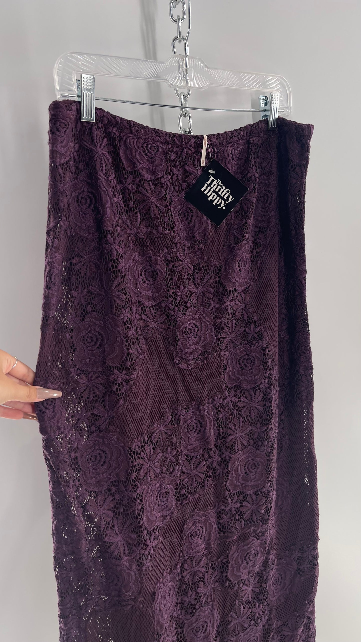 Free People Plum/Purple Lace Mesh Skirt with Tags Attached (Medium)