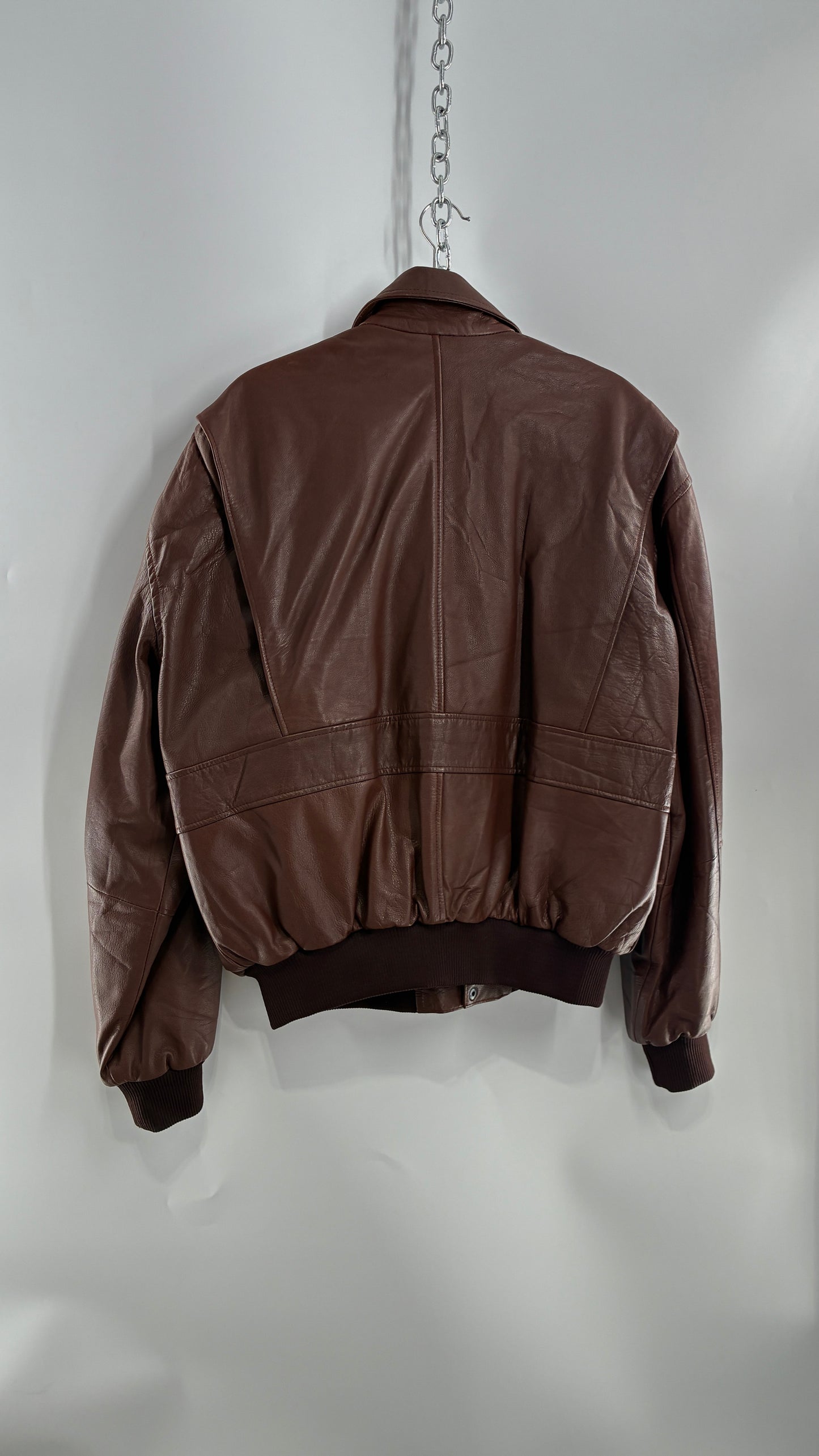 Vintage SUPER FORTRESS B2 Brown Leather Bomber Jacket (Large)