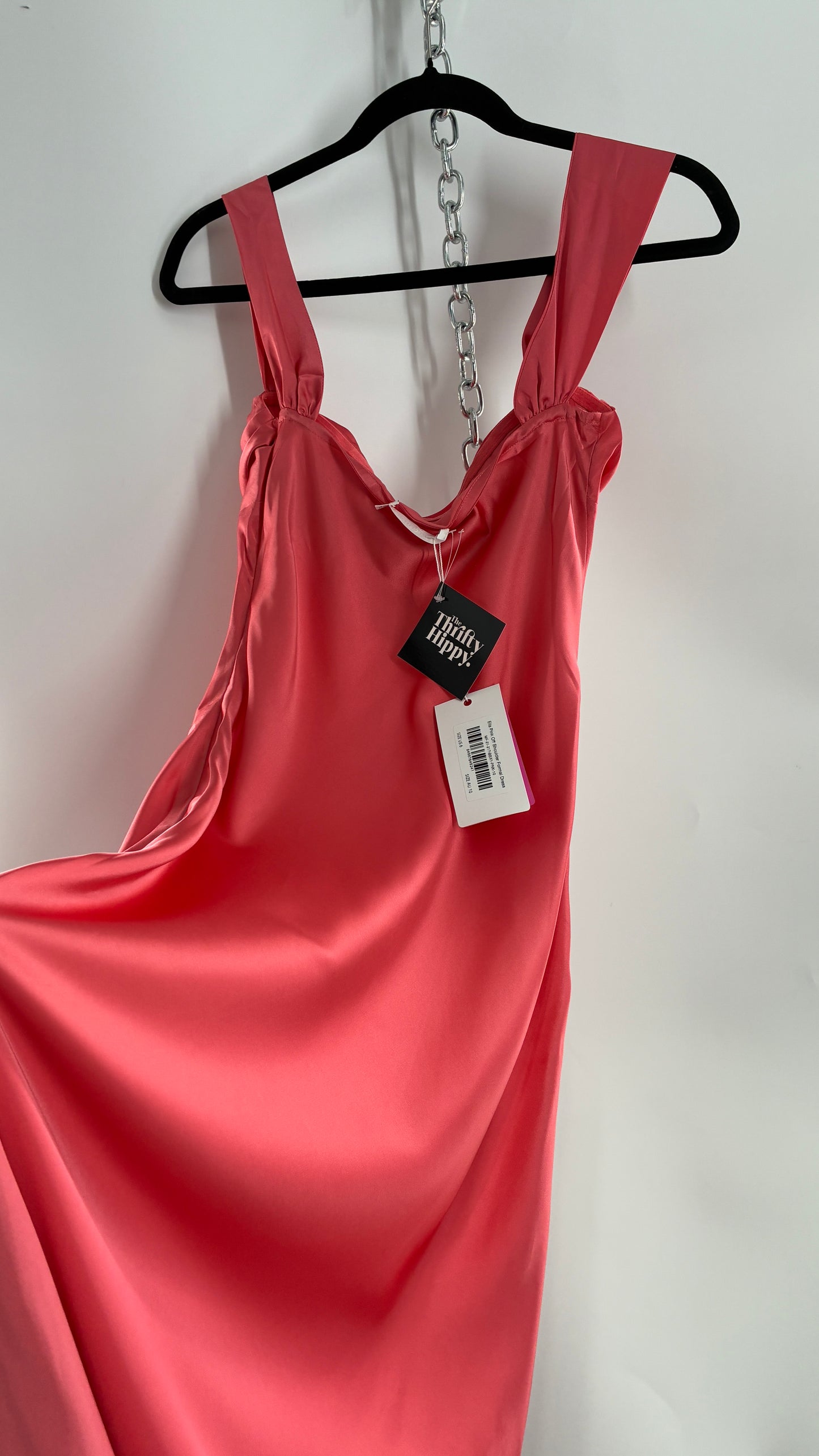BEGINNINGS Coral Pink Gown with Draped Bust and Tags Attached  (6)