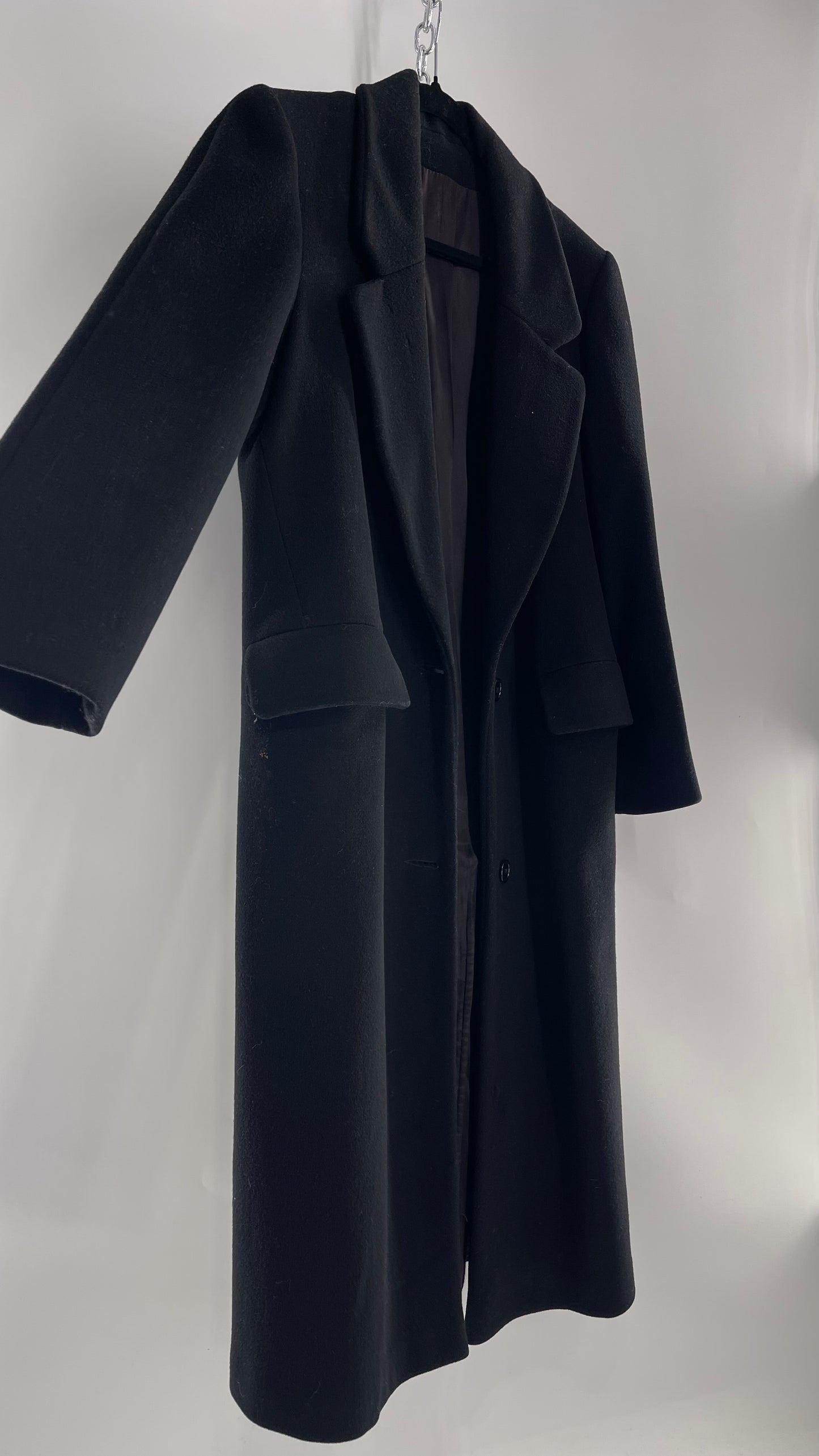 Vintage CENTRAL PARK NY 100% Wool Black Full Length Coat (M/L)