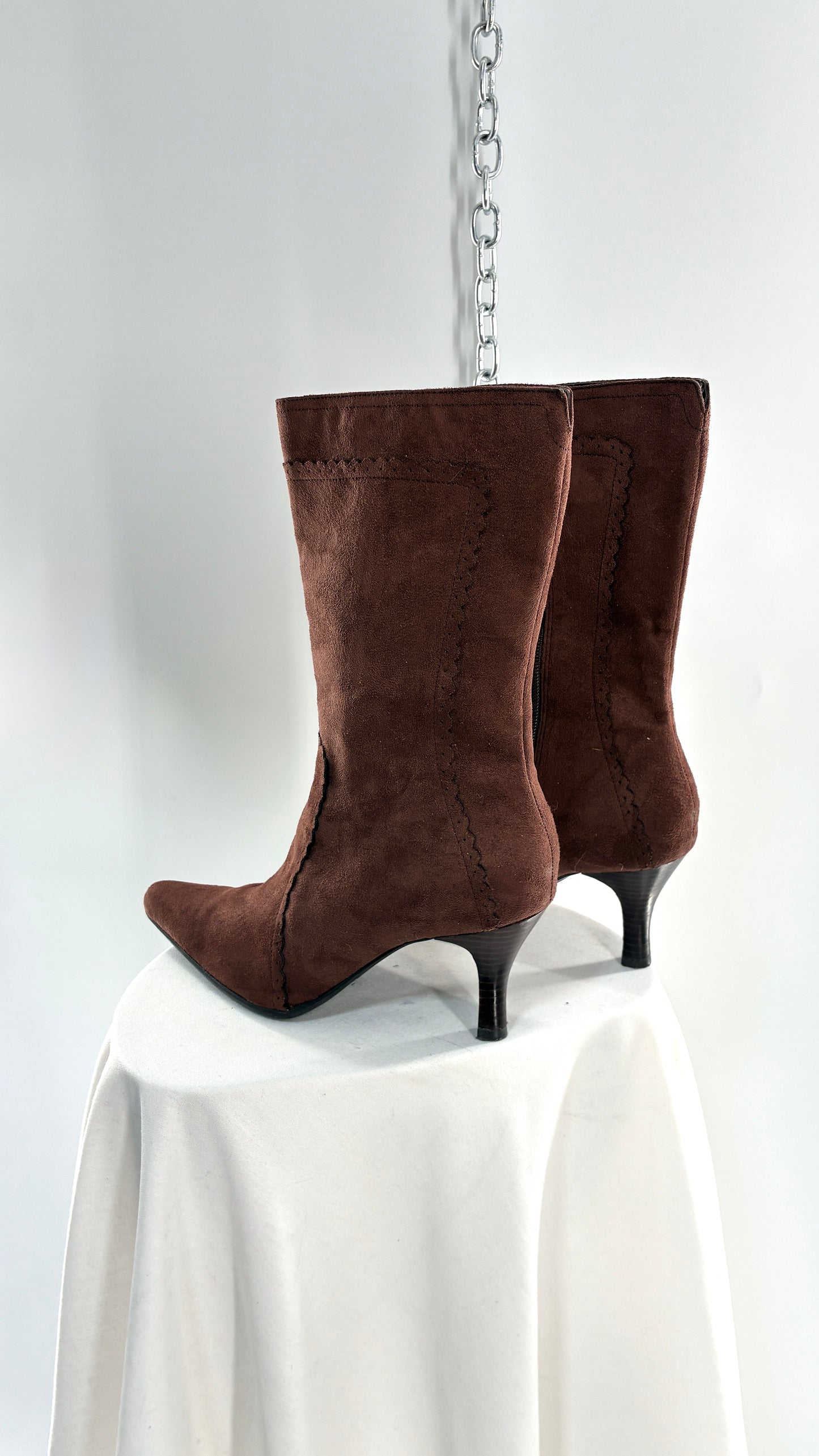Vintage GEORGE Vegan Suede Scalloped Edge Boot (8)