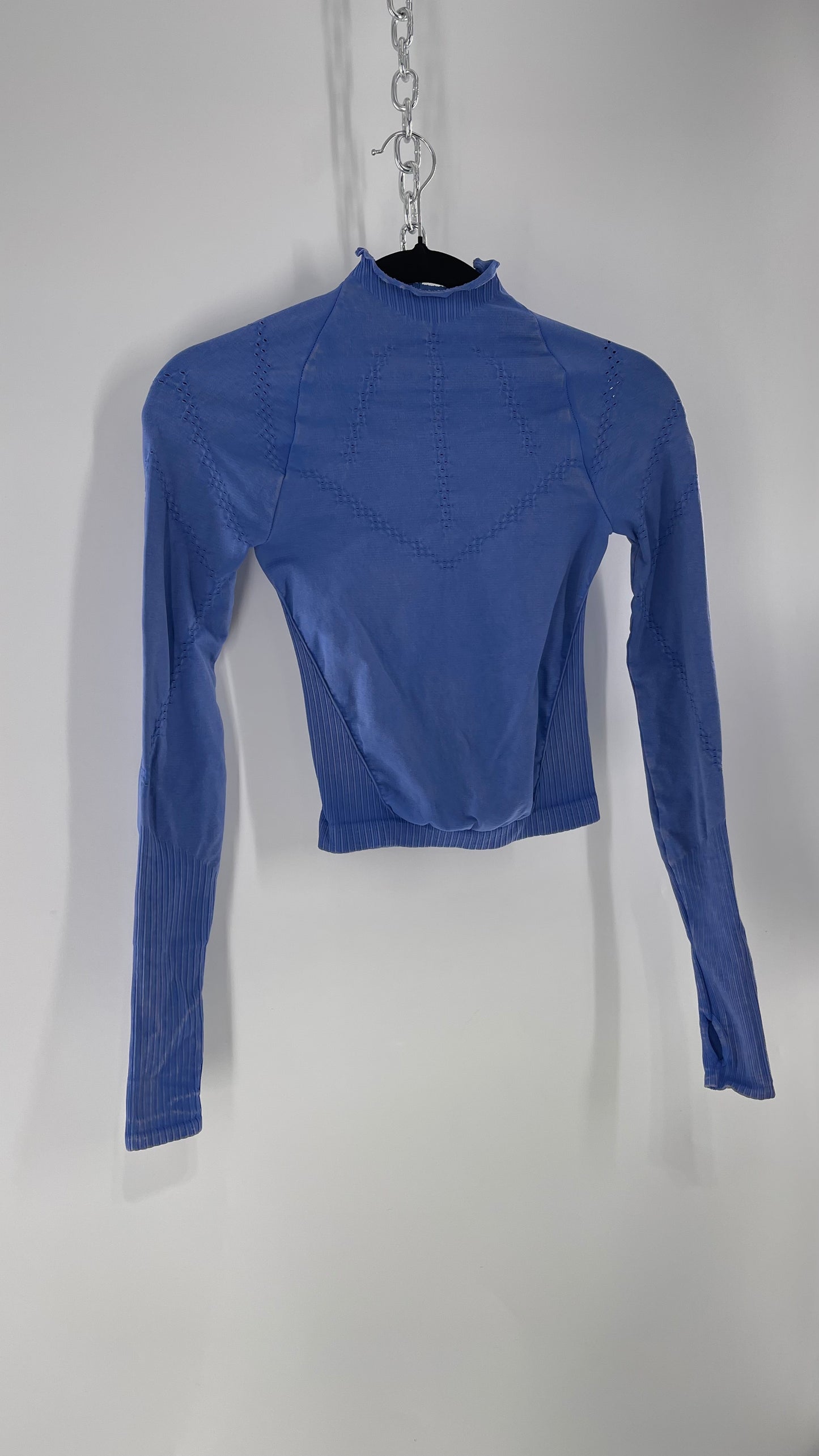 Free People Movement Spandex Perforated Blue Skim Top (XS/S)