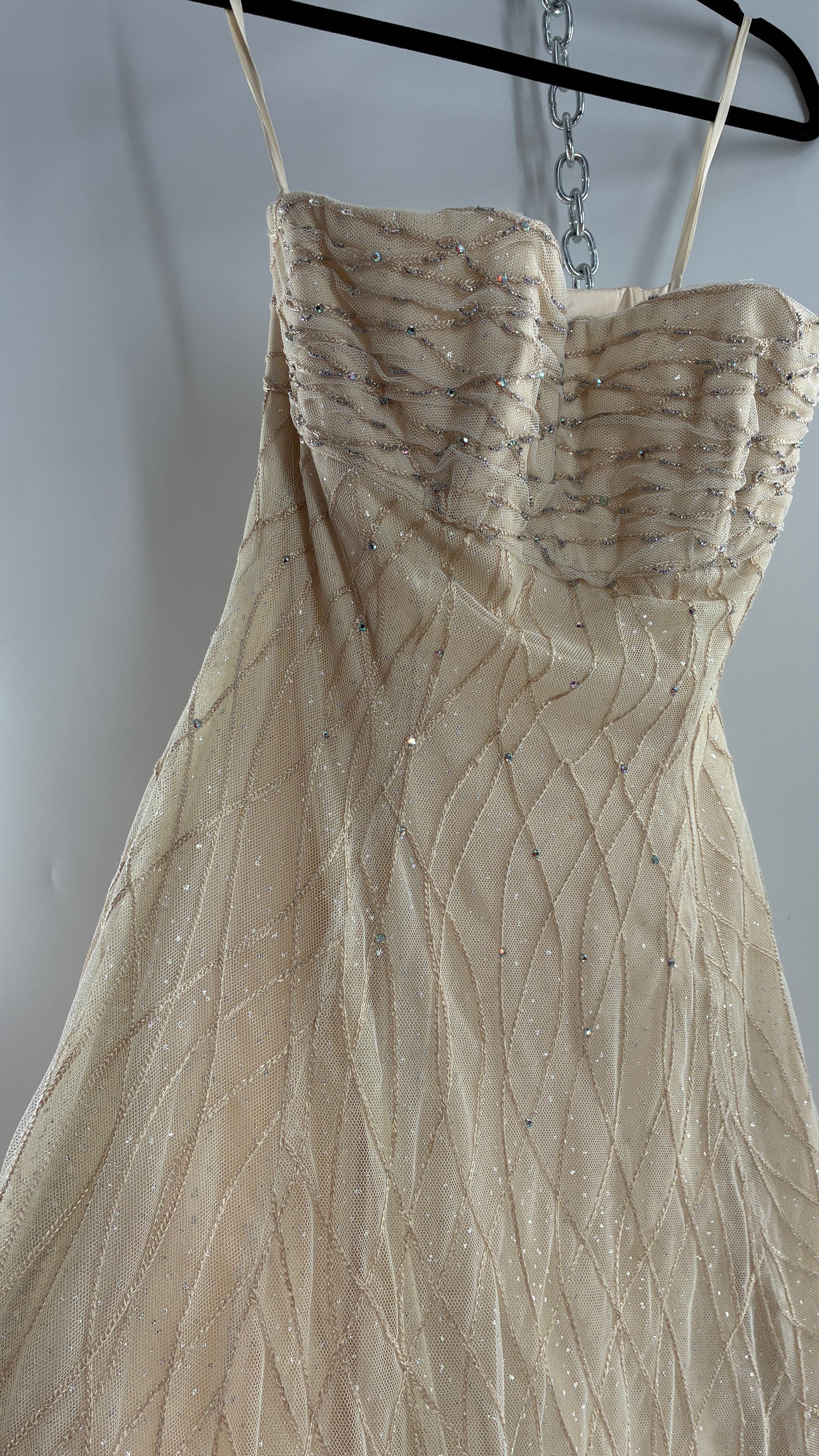 Vintage Victor Costa for Neiman Marcus Strapless Ruched/Pleated Bust Mermaid Gown Covered in Braided Threads and Embroidered Beads (6)