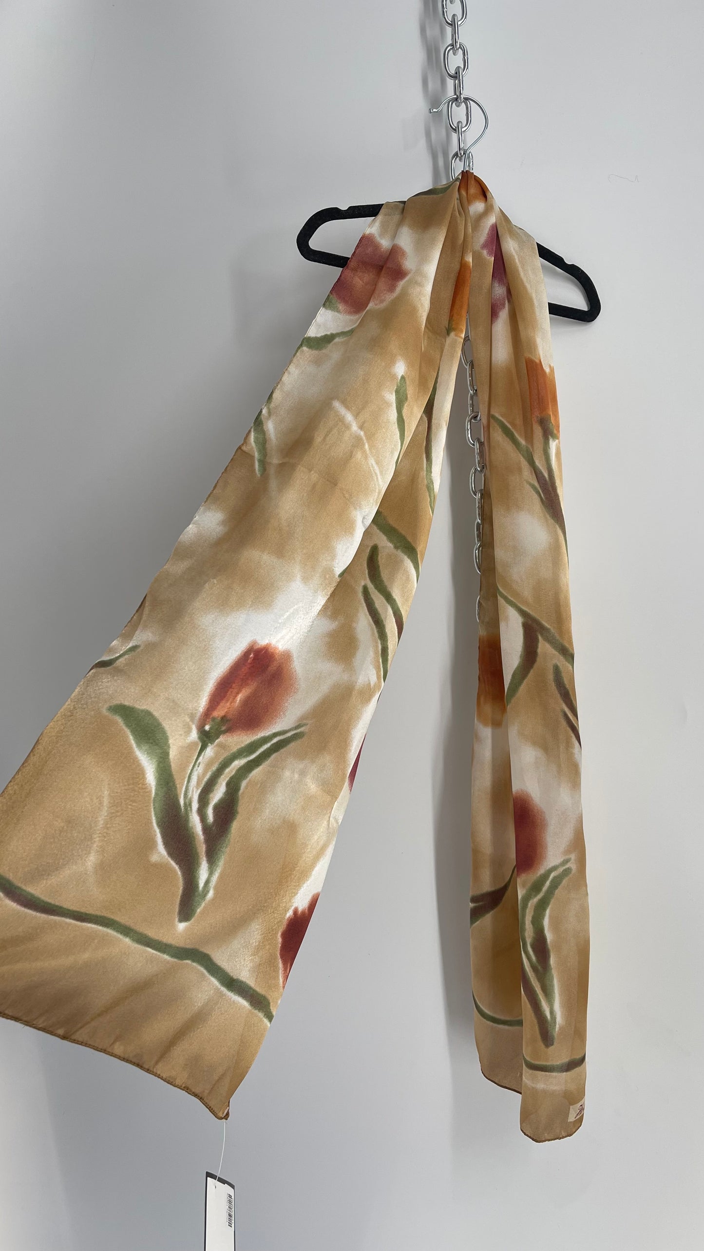 Vintage Holland Brown Water Colored Painted Flowers
