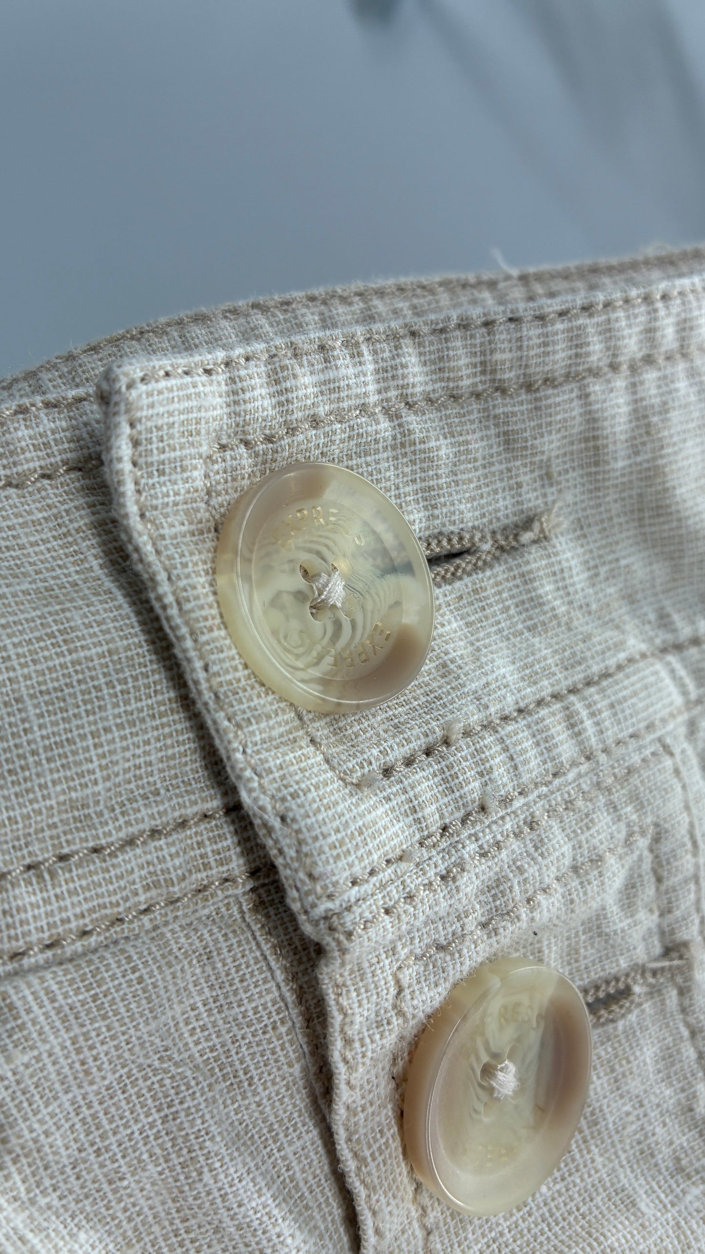 EXPRESS Beige Low Rise Micro Short with Hip Button Detailing (4)
