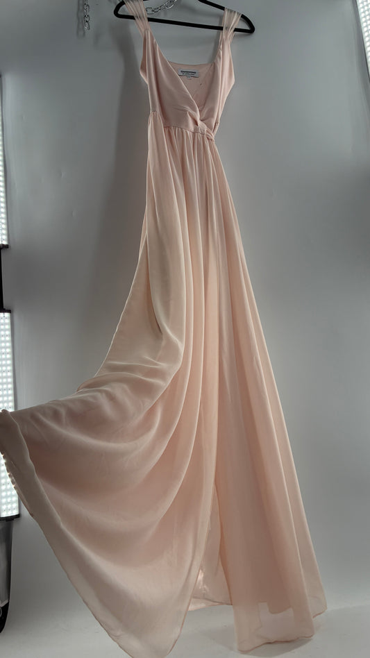 CEREMONY Joanna August Ballet Slipper Pink Vented Gown with Tied Waist (Small)