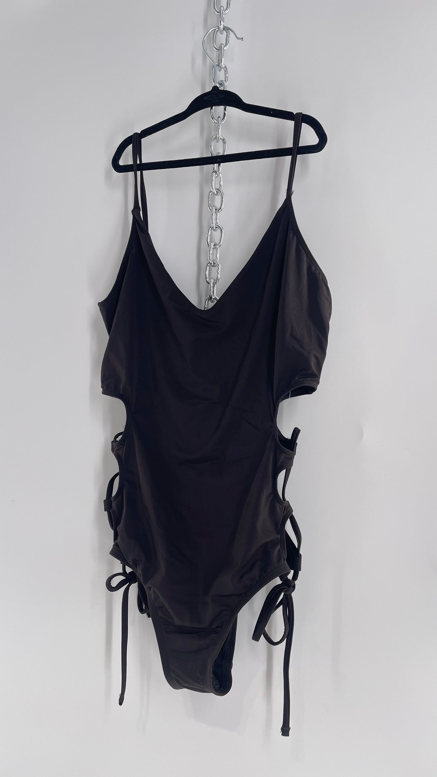 Urban Outfitters Out From Under Black Swimsuit with Lace Up Sides (Large)