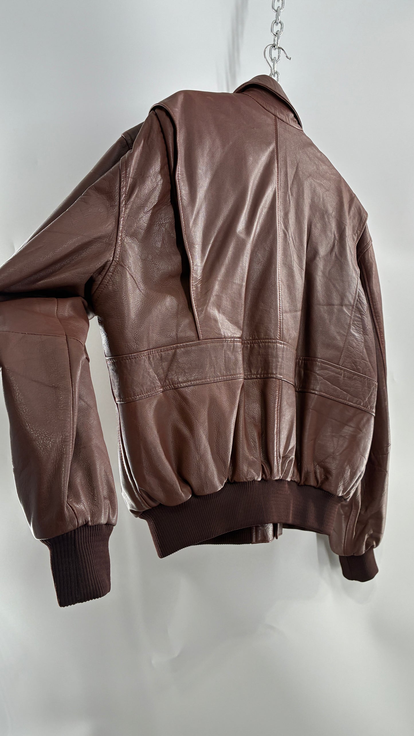 Vintage SUPER FORTRESS B2 Brown Leather Bomber Jacket (Large)