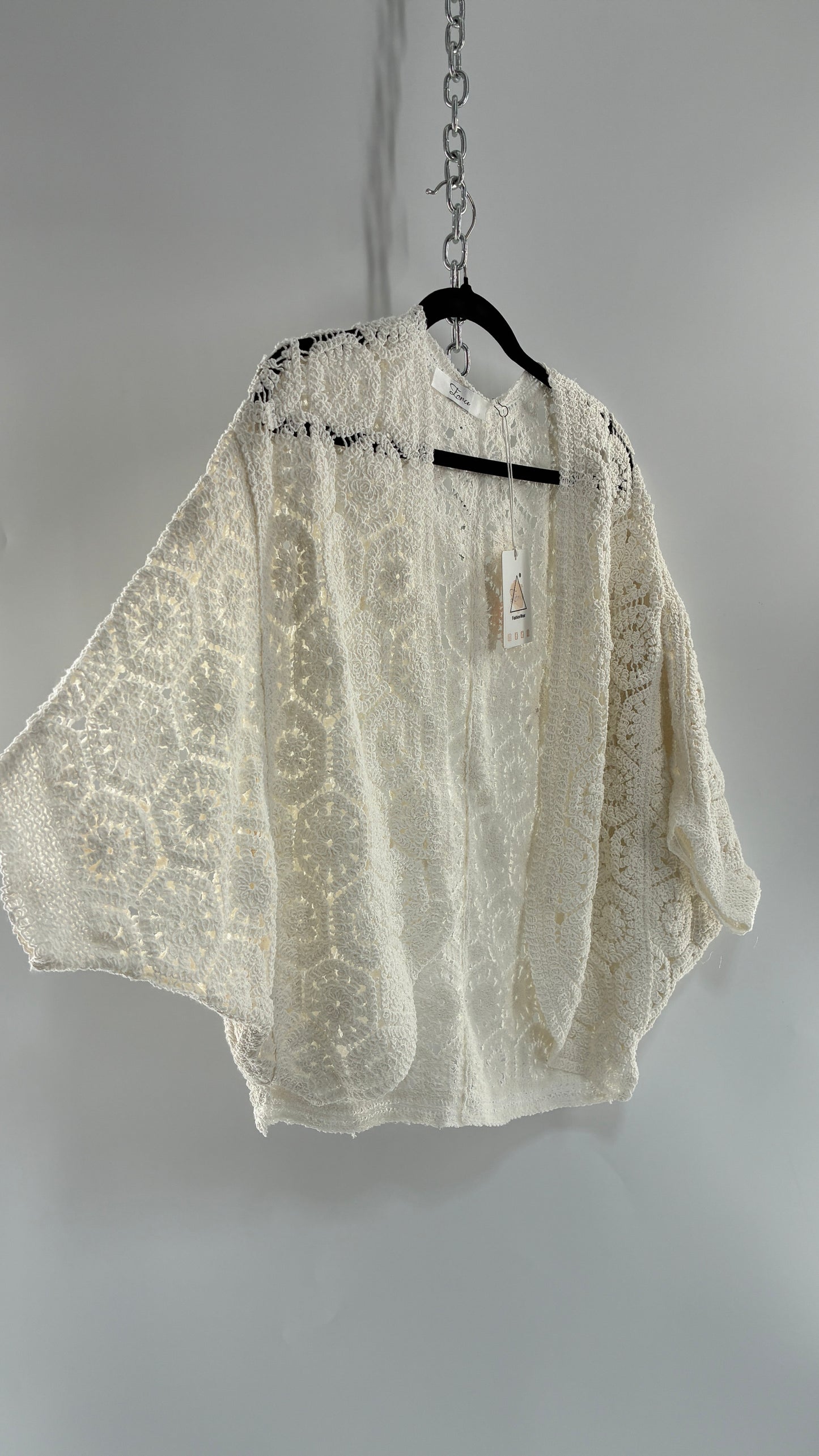 Imported White Crochet Cape from Portugal with Tags Attached