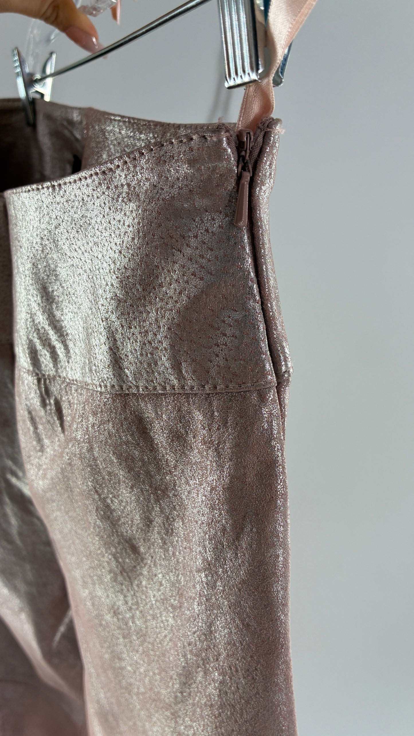 Vintage Deadstock METROSTYLE Pink Metallic Leather Low Rise Bottoms (12)