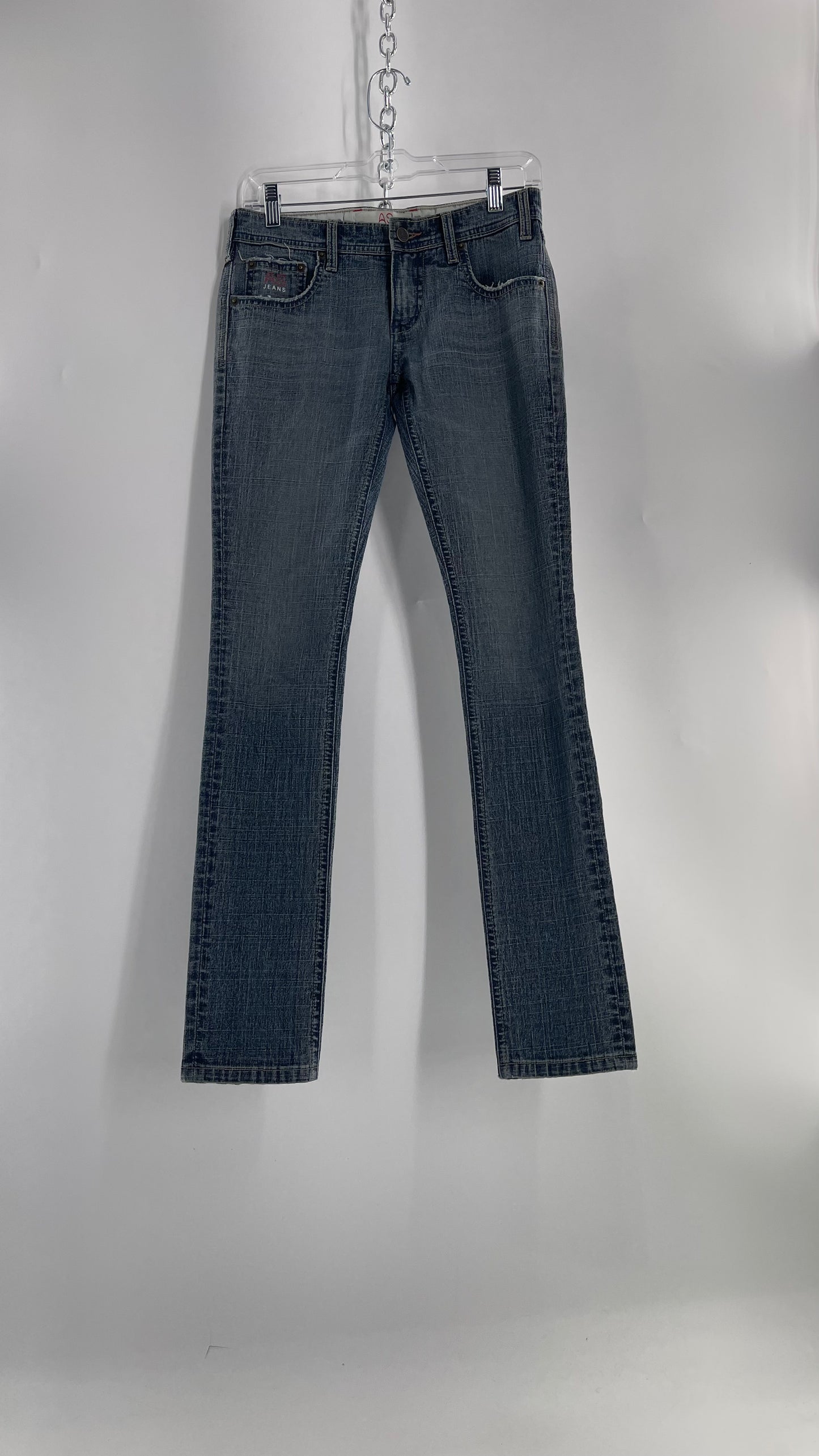 Vintage Smart AS JEANS Light Wash with Silver Metallic Female Posing Silhouette and Paulina Field Embroidery (28)