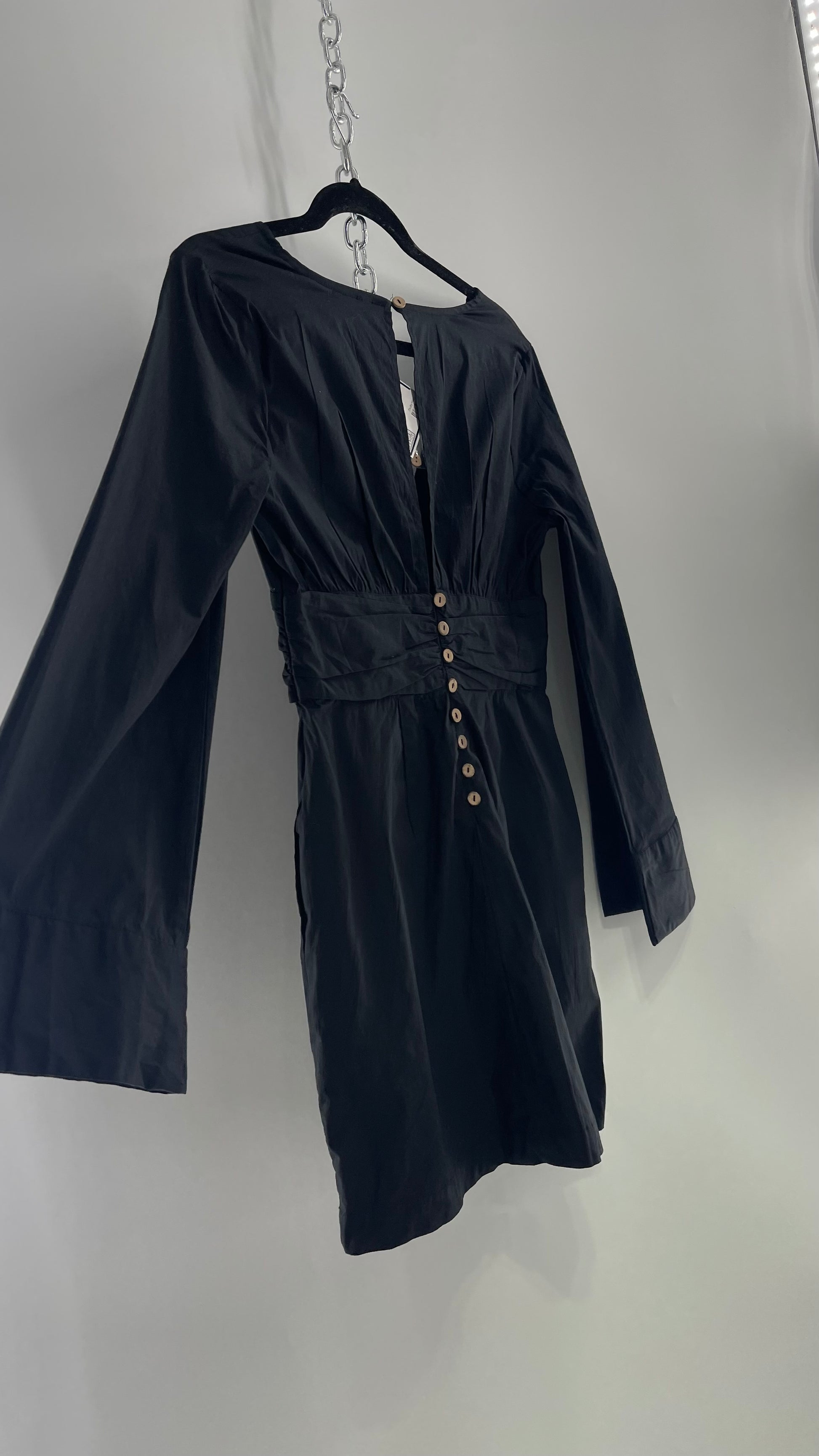 free people black long sleeve dress NwoT Free People Black Silk Floral Burnout Velvet Mini Dress 6
