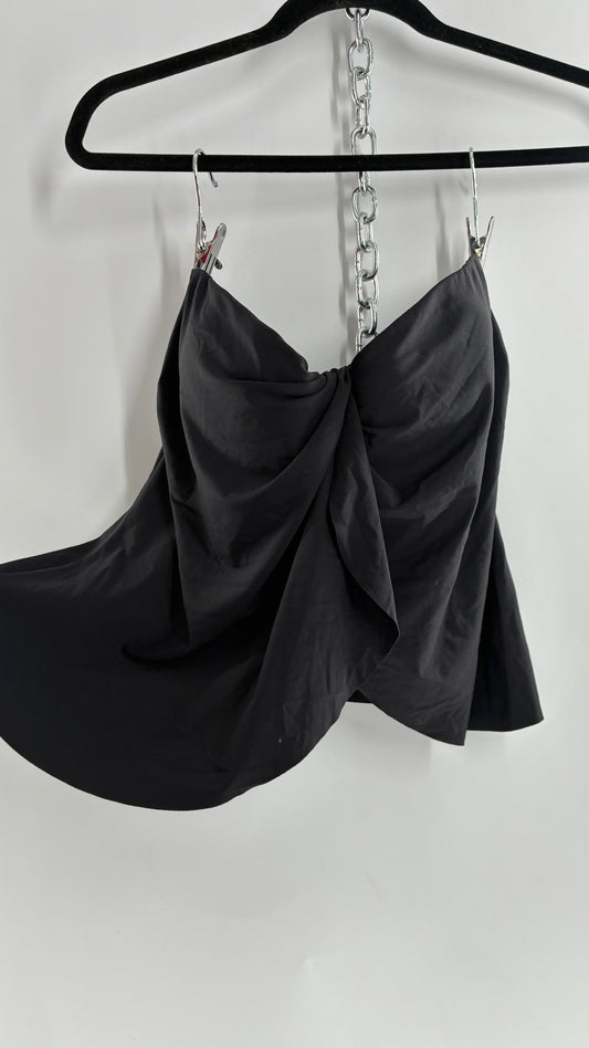 Vintage VINCE CAMUTO Black Strapless Draped Tube Top with Built in Bra (Medium)
