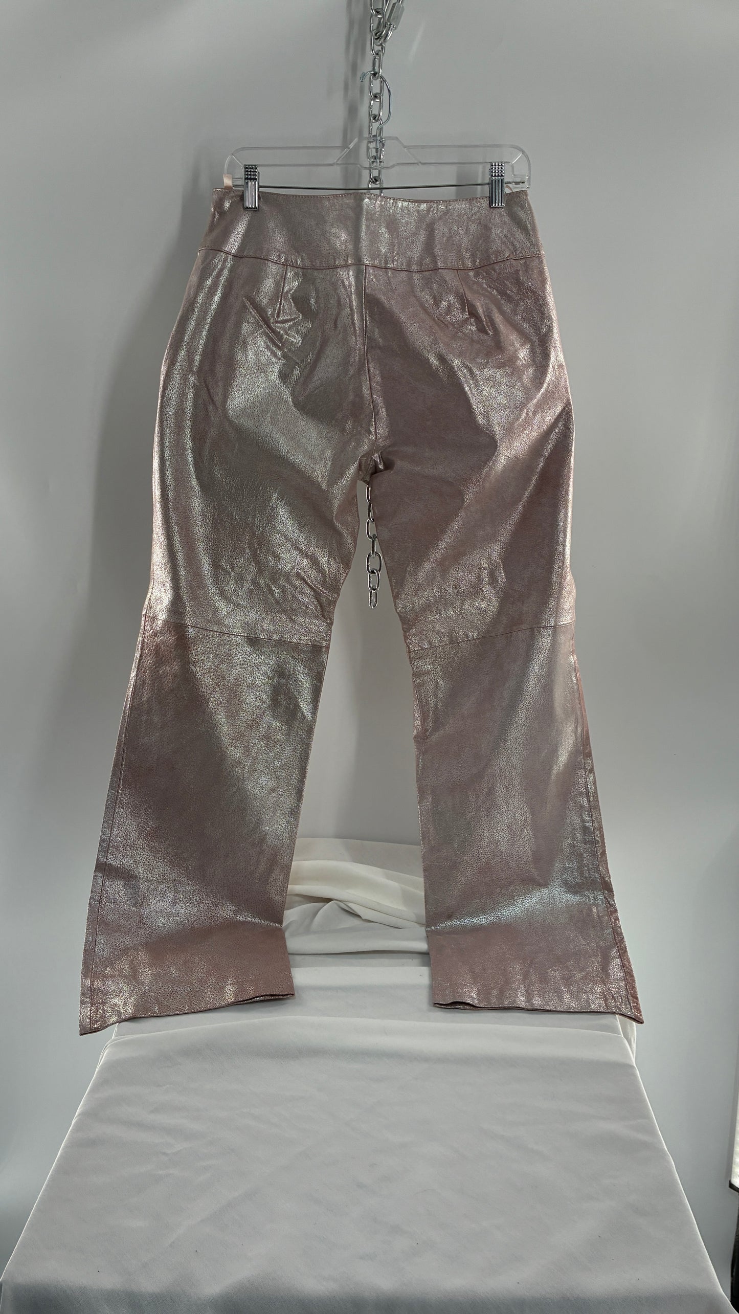 Vintage Deadstock METROSTYLE Pink Metallic Leather Low Rise Bottoms (12)