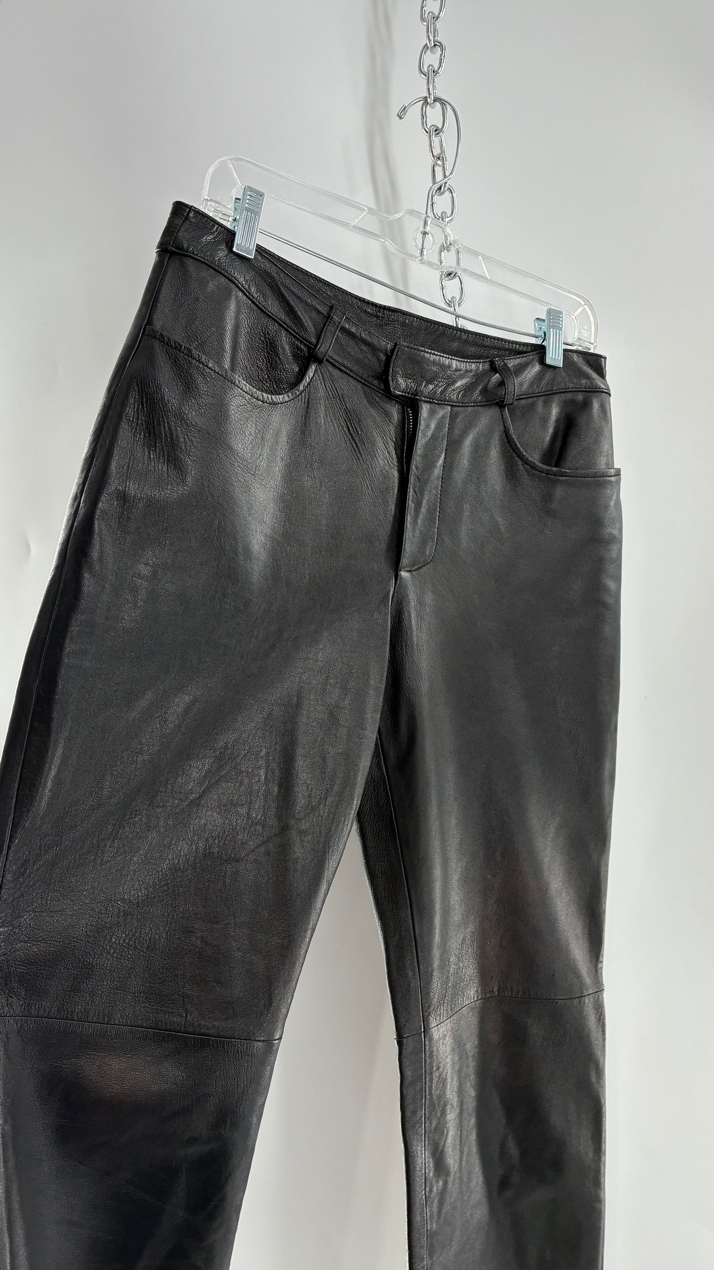 Vintage INC Black Soft Genuine Leather  Side Closure Pants (6)