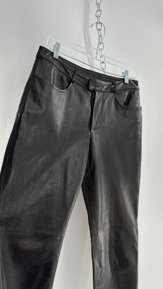 Vintage INC Black Soft Genuine Leather  Side Closure Pants (6)