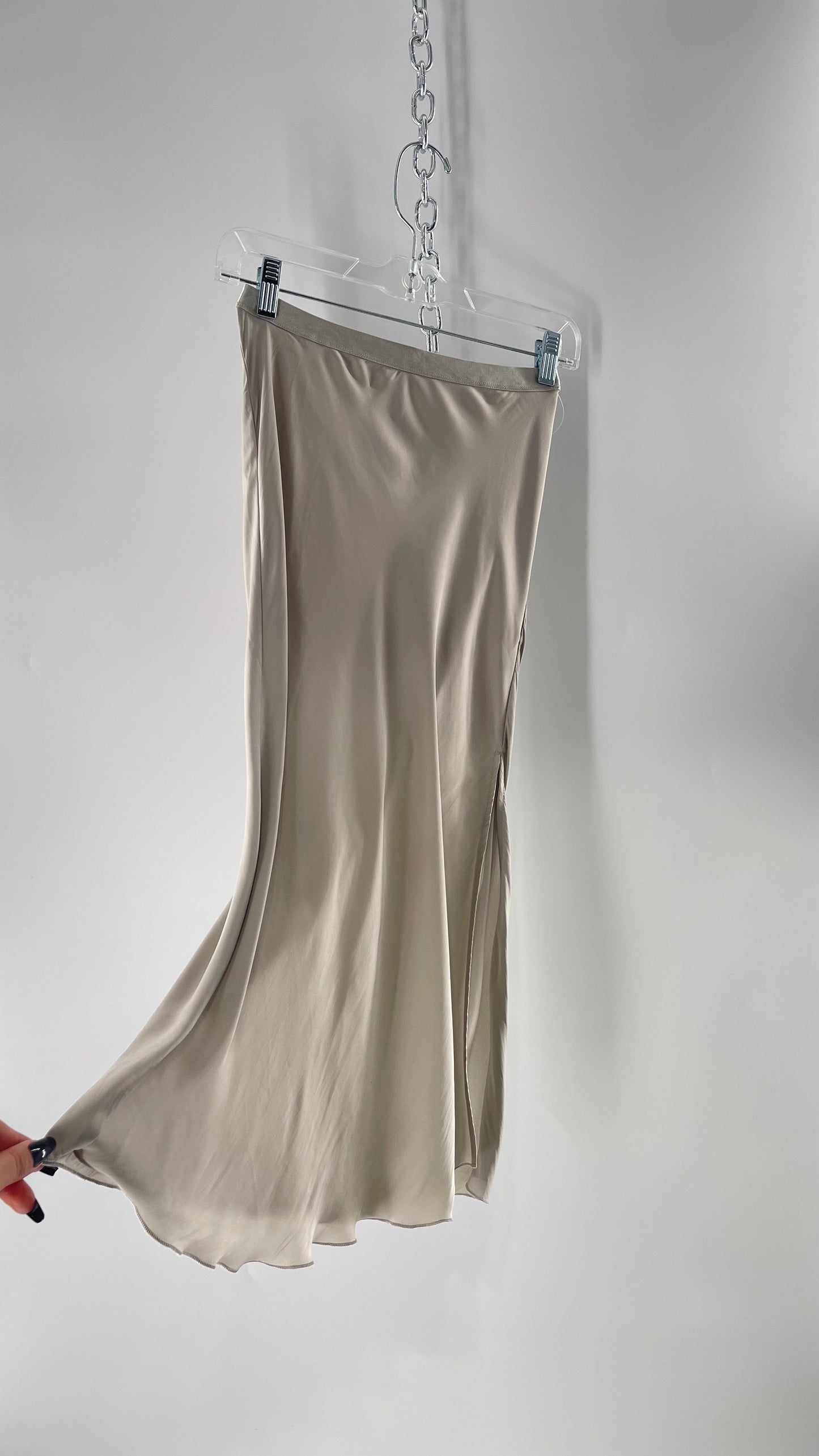 Free People Grey Satin Slip Skirt (XS)