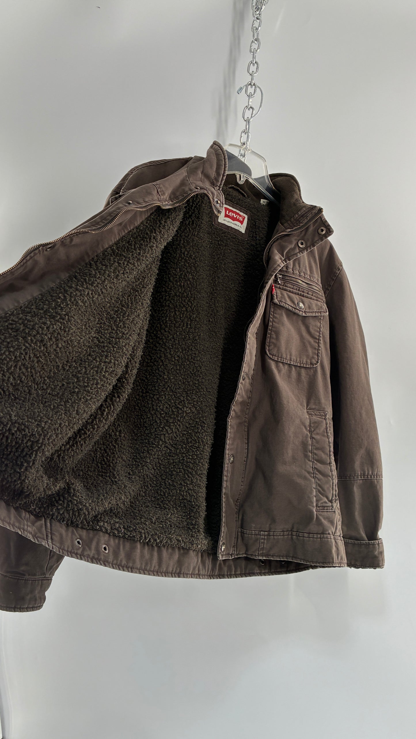 Vintage Men’s LEVI Brown Canvas Utility Jacket (XL)