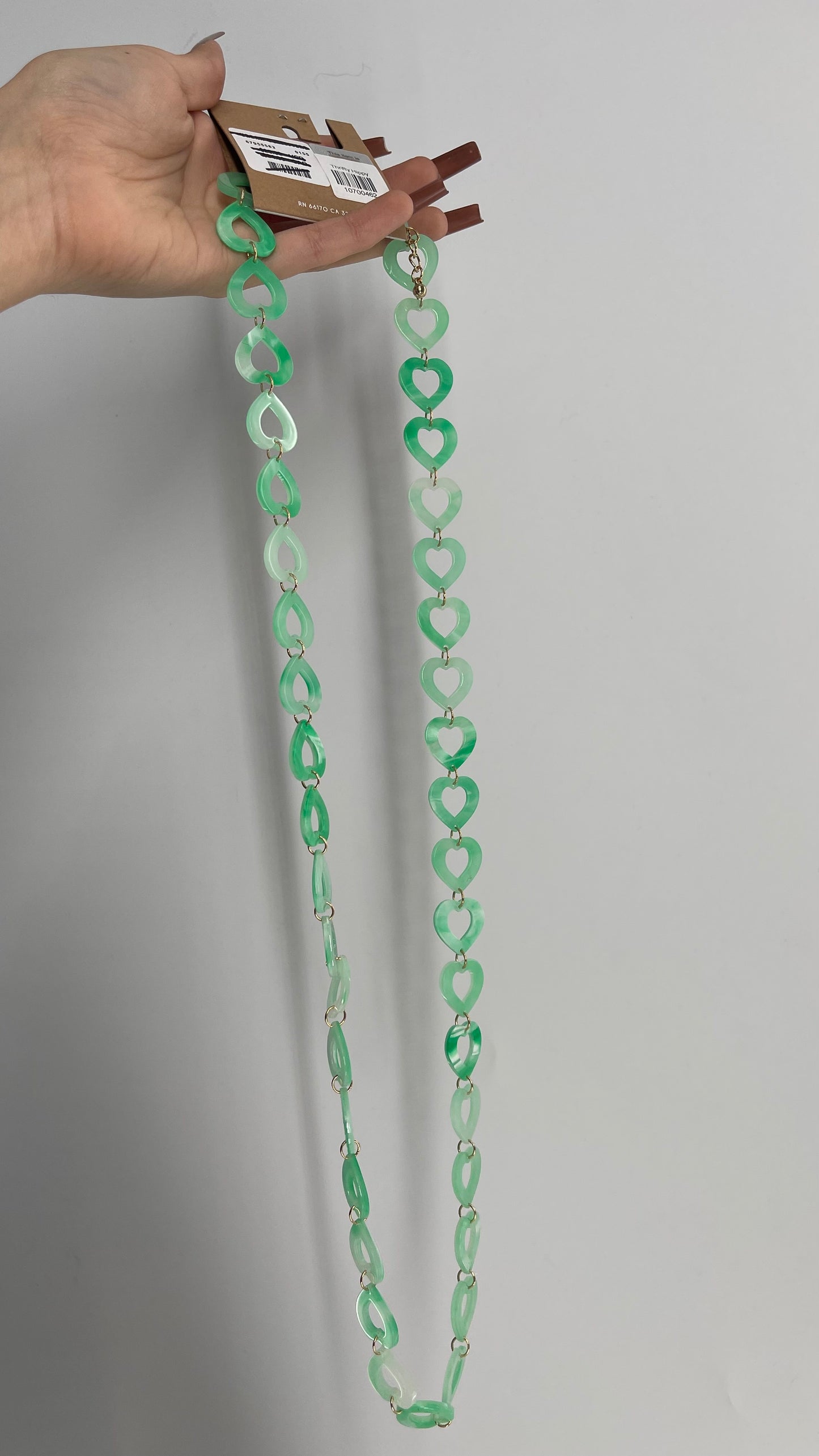 Urban Outfitters Green Chained Hearts Necklace/Waist Chain with Tags Attached (S/M)