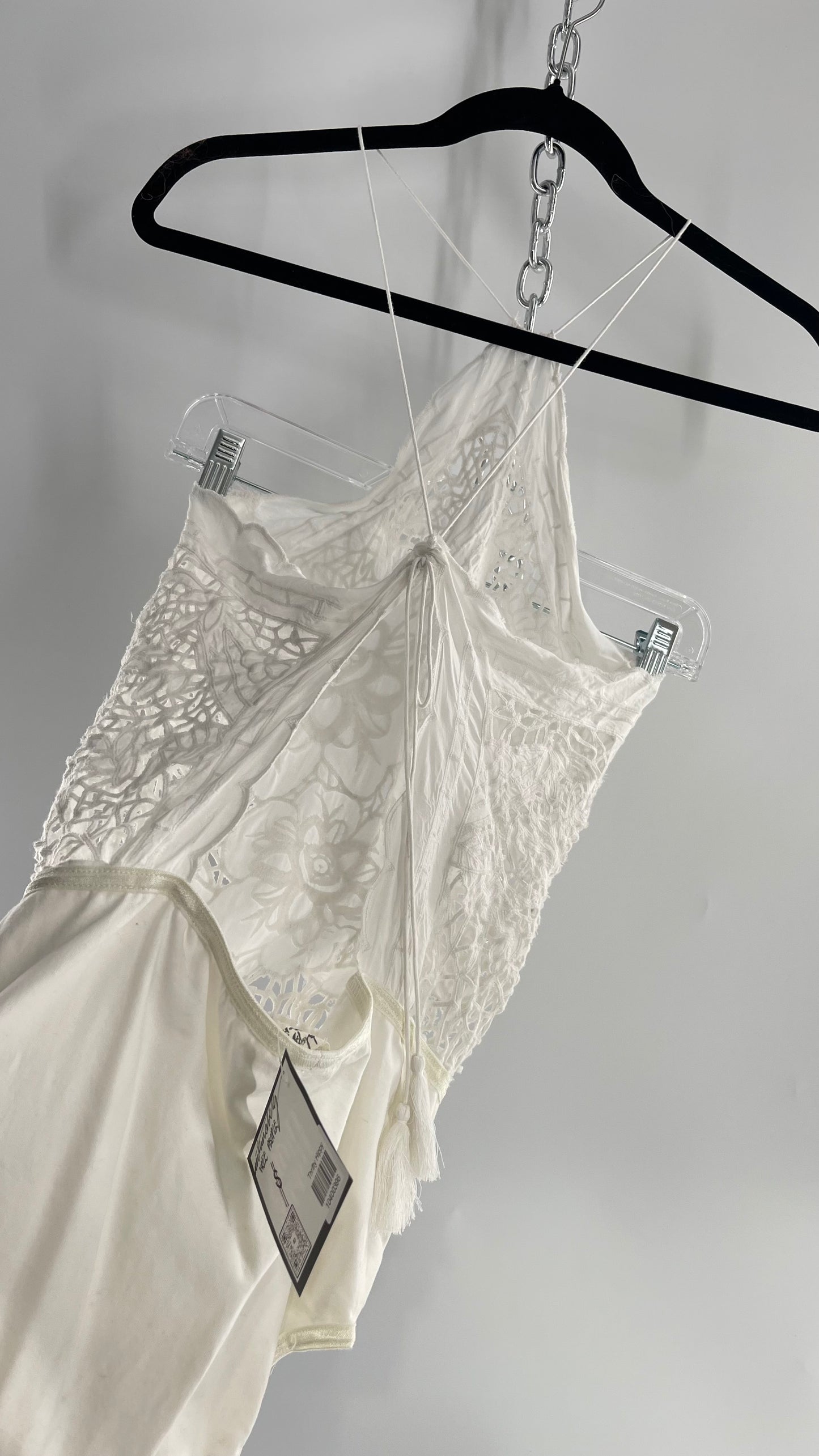 Intimately Free People White Eyelet Lace Open Back Bodysuit (Medium)