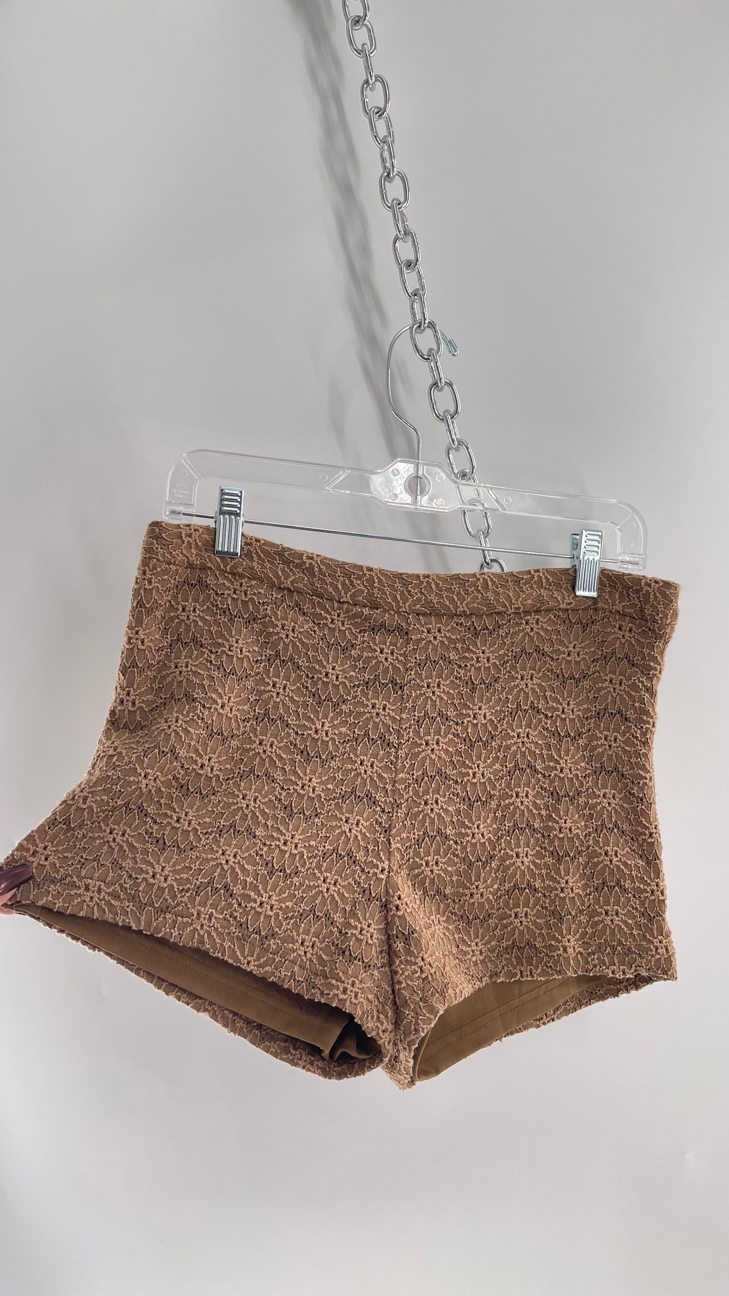 Free People Brown Floral Lace Shorts (6)