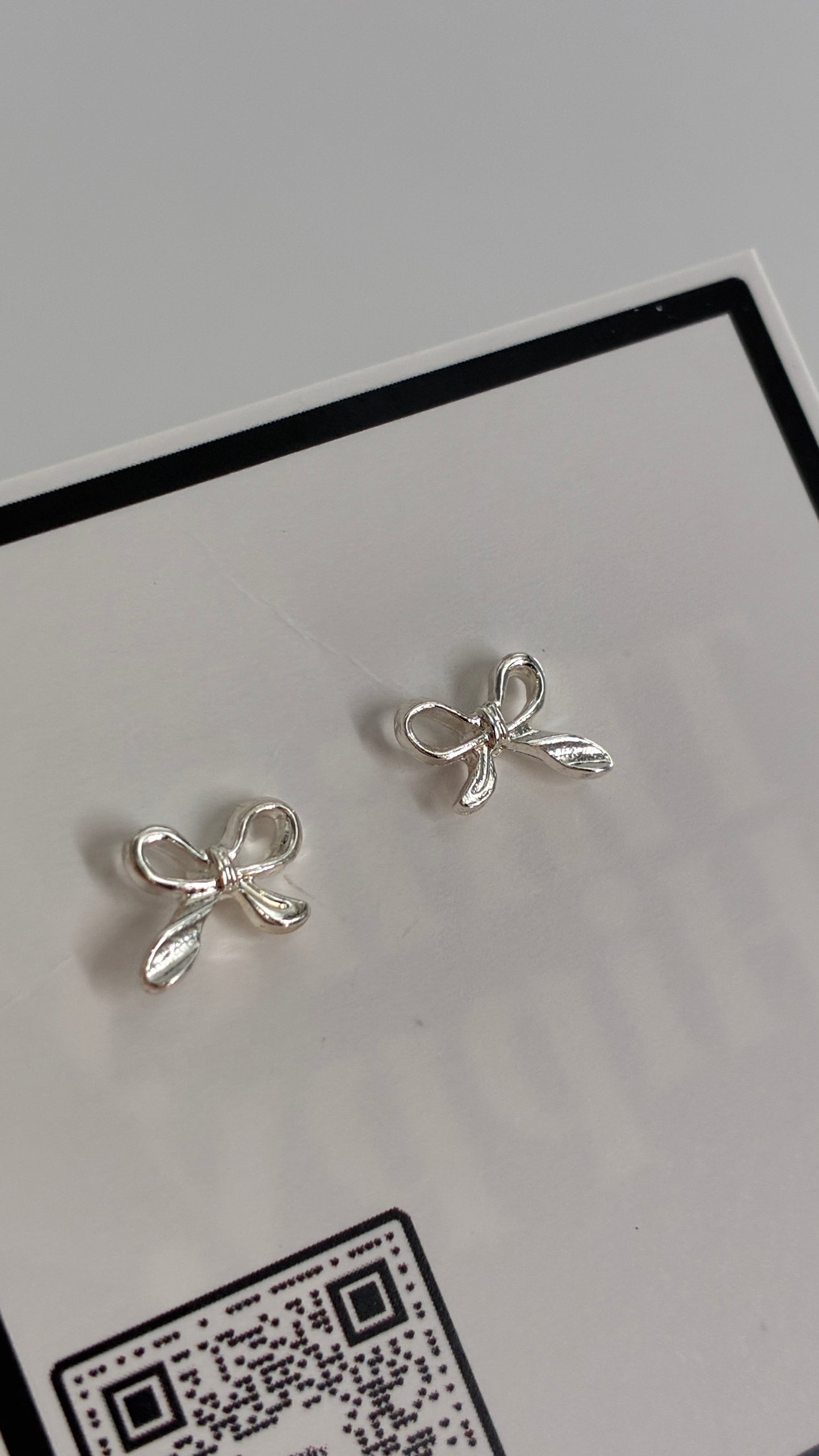 Tiny Dainty Silver Bow Earrings