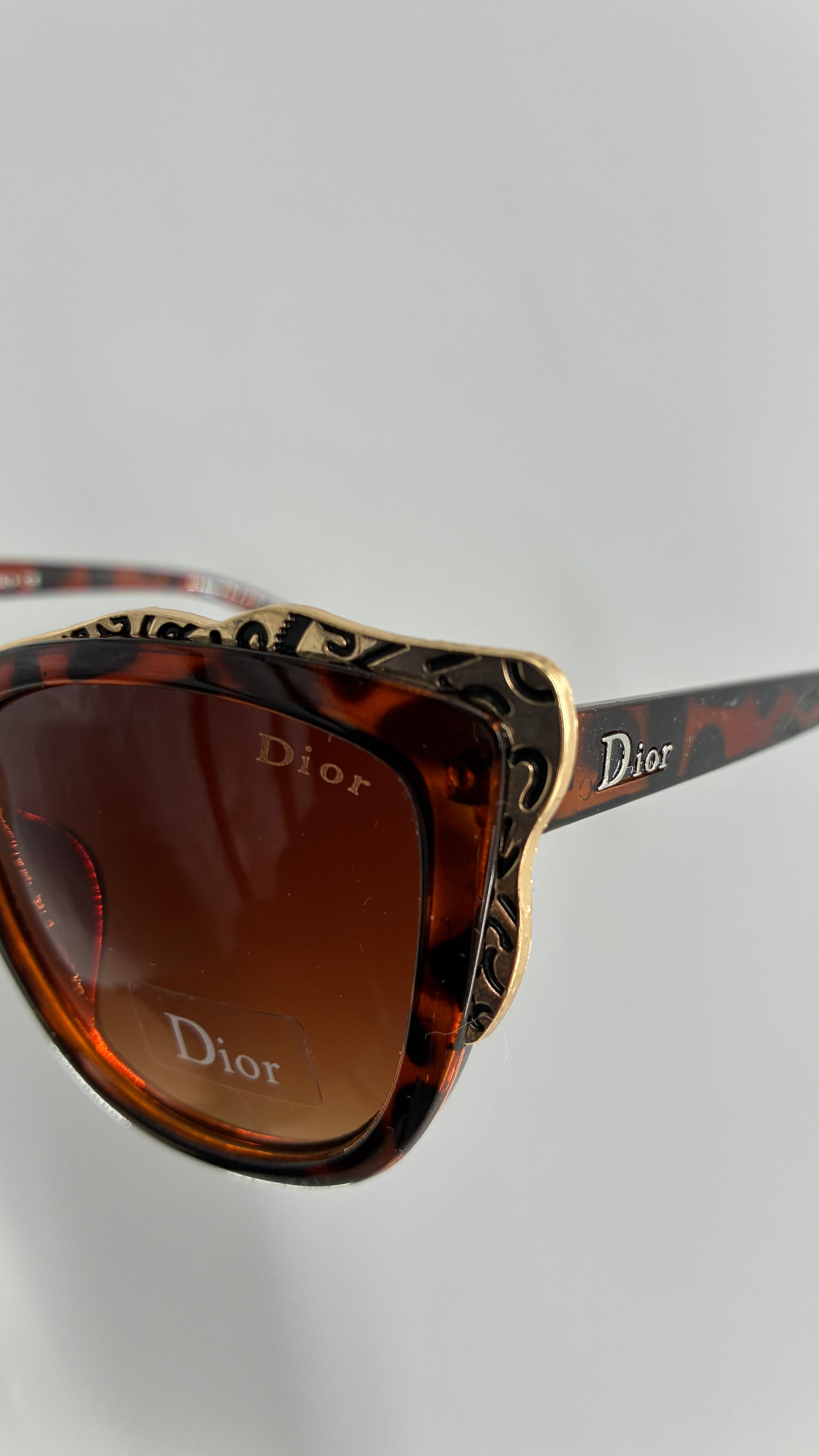Vintage DIOR Tortoise Shell Sunglasses with Engraved Gold Detailing *Unauthenticated