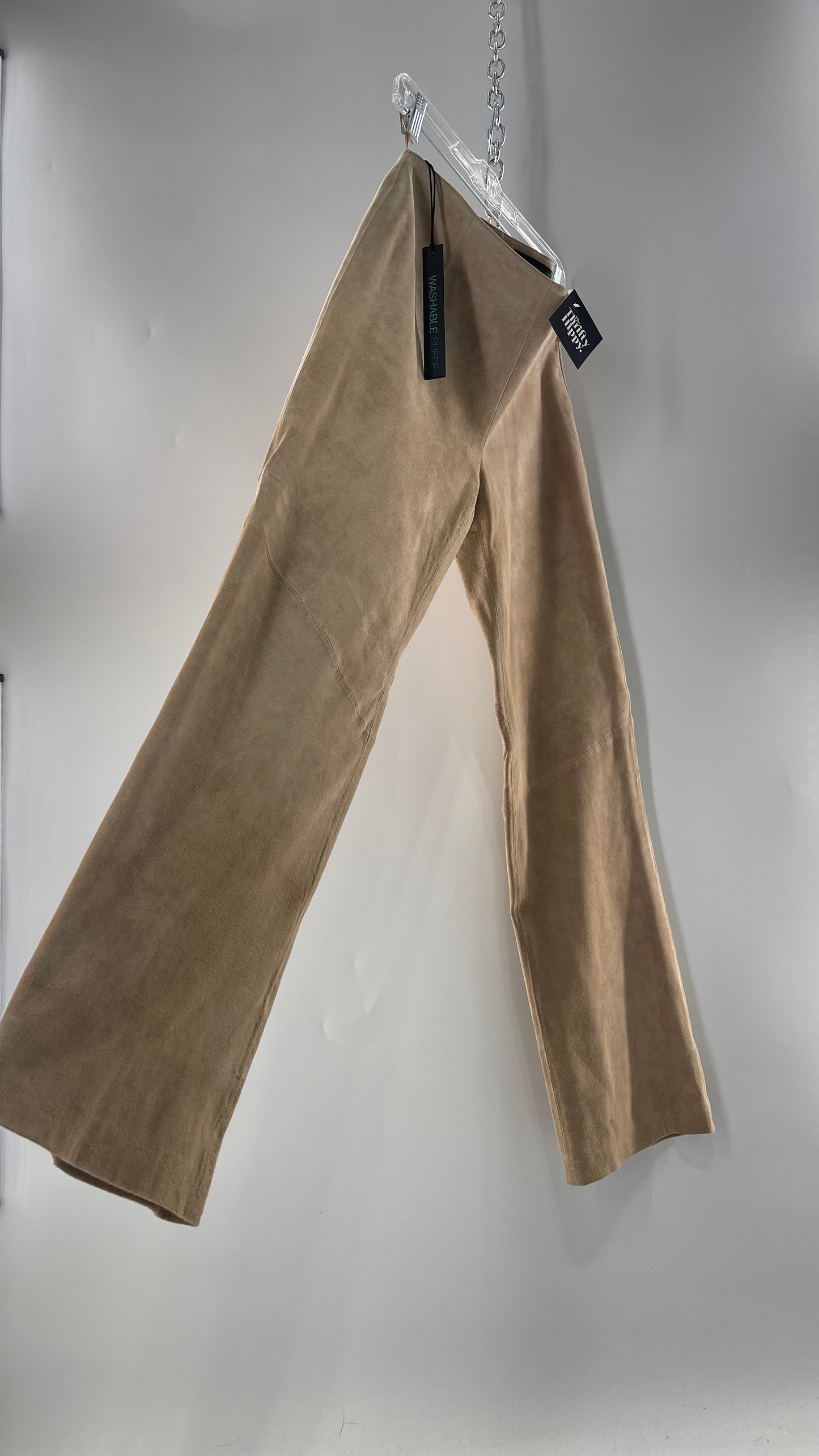 Deadstock Vintage Slouchy SienaStudio Oatmeal Tan Suede Pants (8)