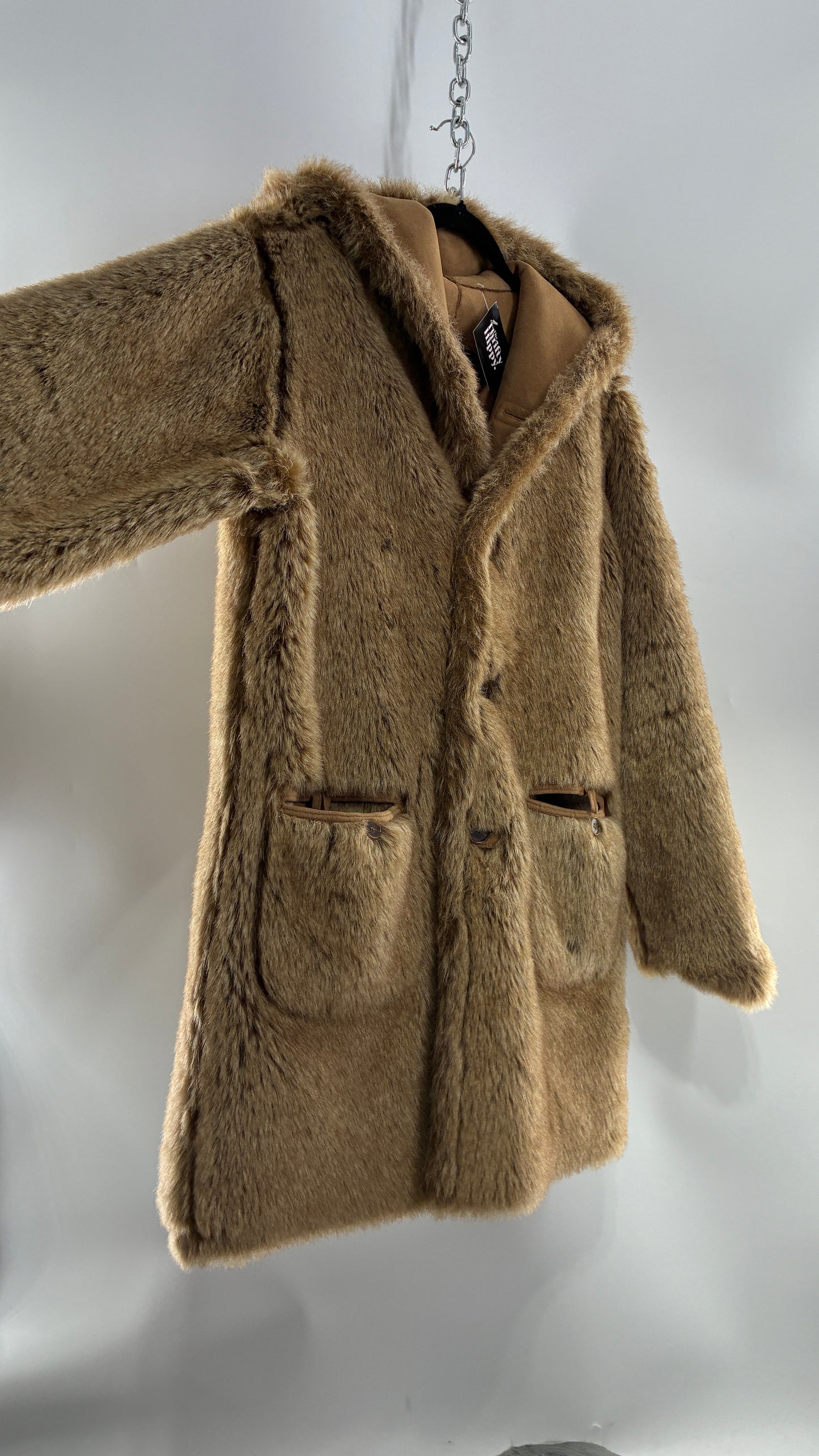 Vintage JONES NEW YORK Reversible Fur and Vegan Suede Coat (Small)