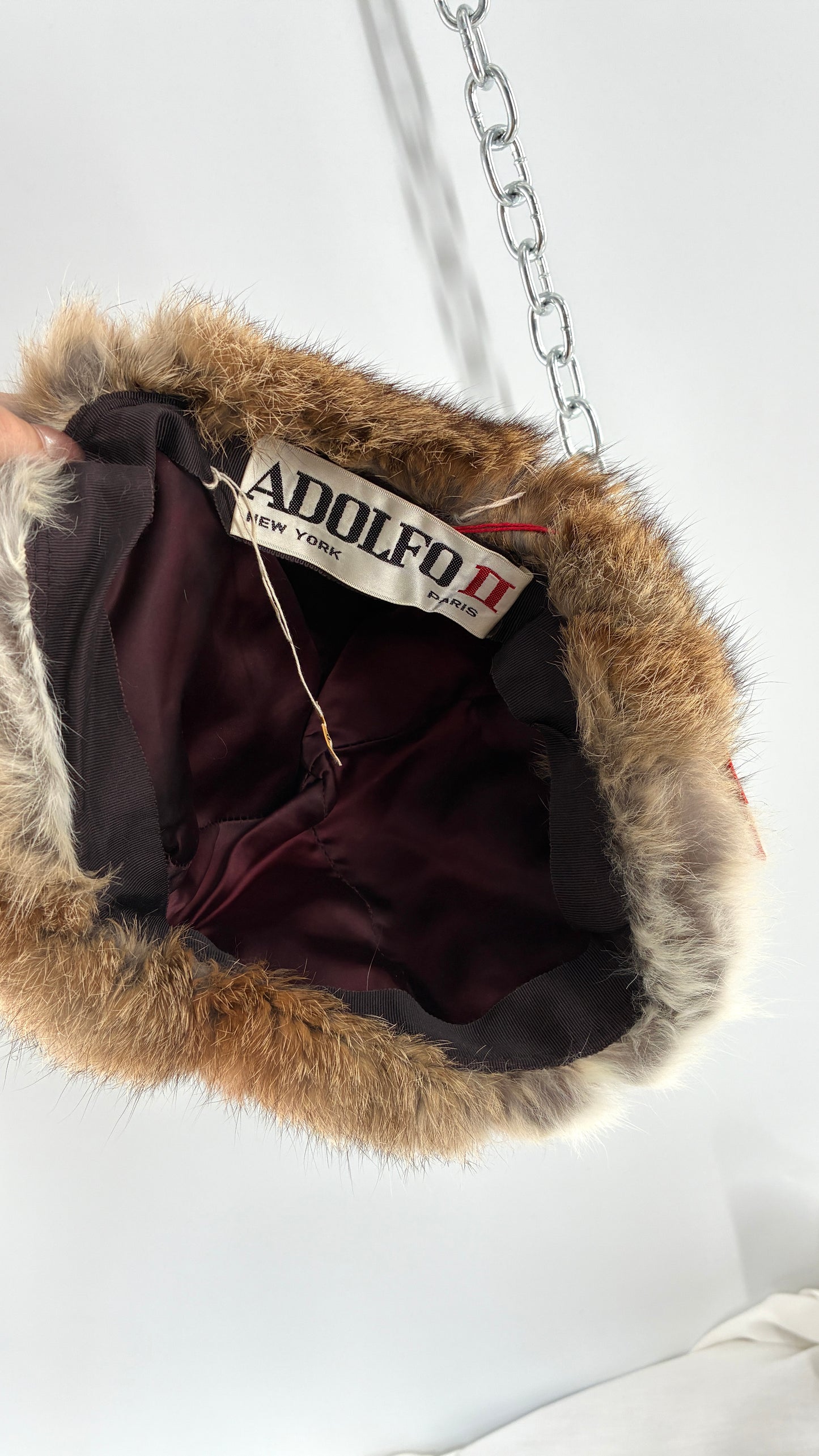 Deadstock Vintage 1960s ADOLFO II New York Paris Genuine Rabbit Fur Capulet Hat