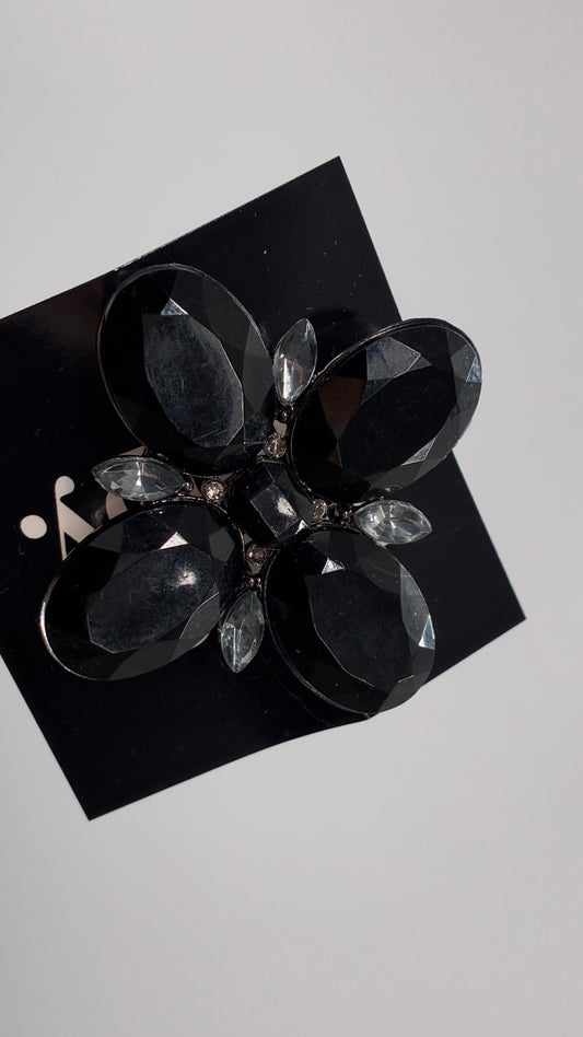 Vintage Black Oversized Jewels Pin Brooch