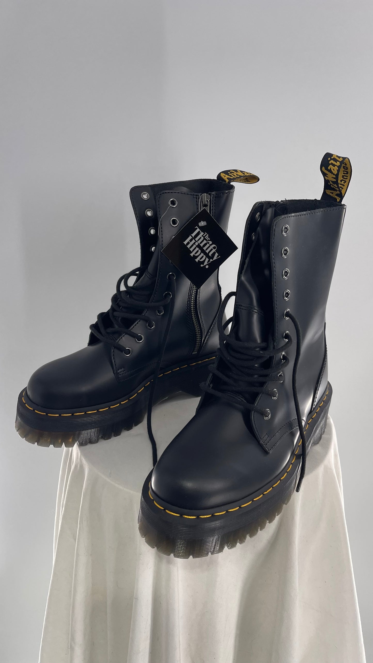 Doc Martens JADON HI Black Patent Leather Platform Boots (8)