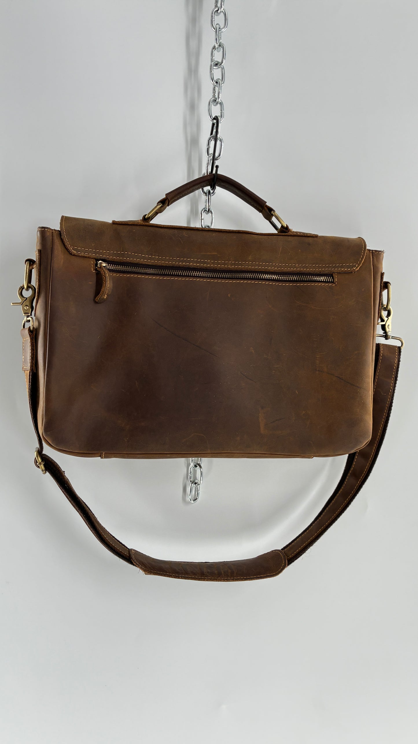 KATTEE Heavy Duty, Thick Genuine Leather Briefcase School Satchel Messenger Bag