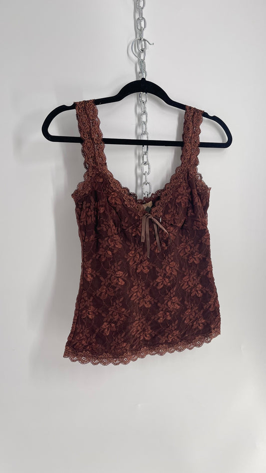 Vintage Twenty Brown Lace Tank  (Large)